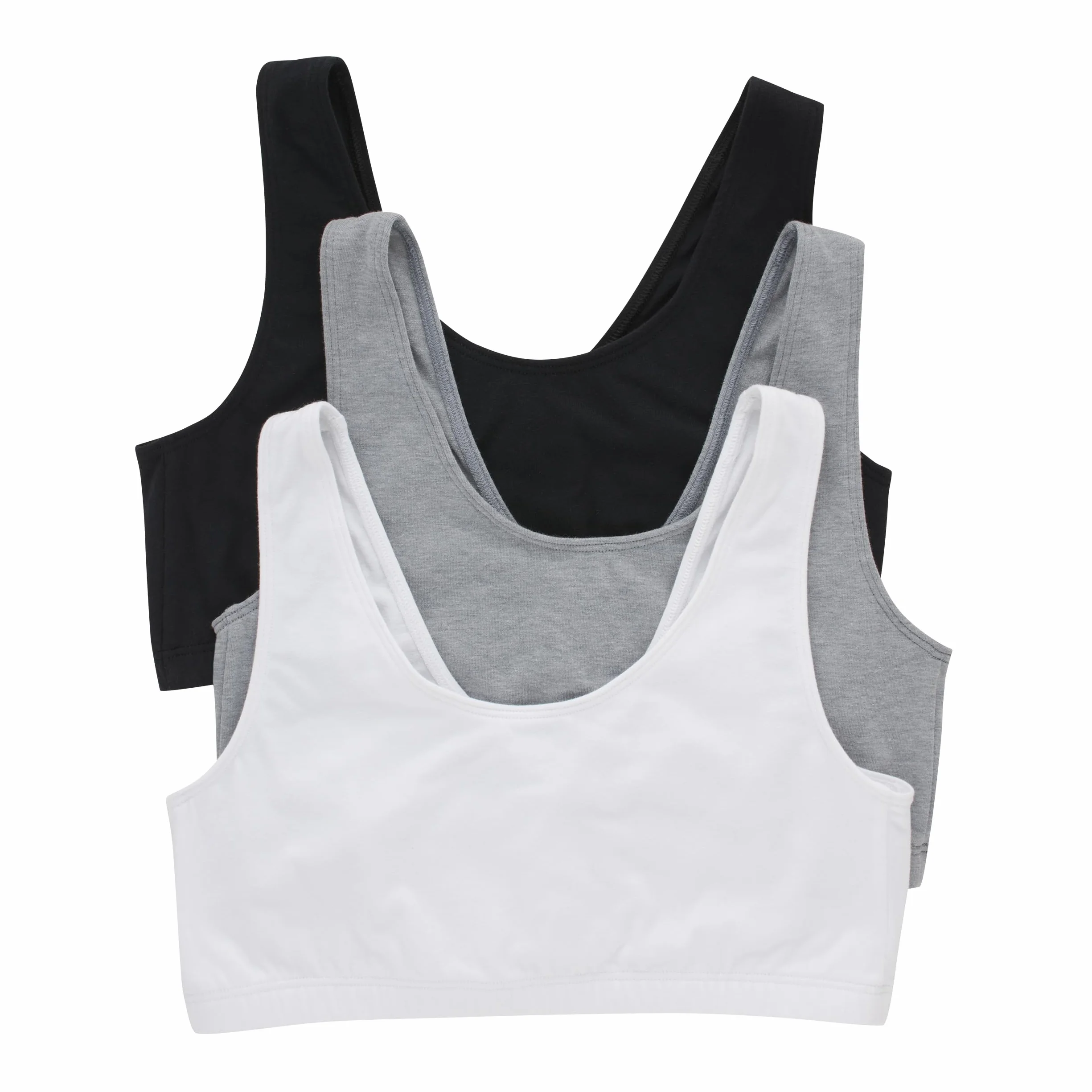 Hanes Bralette Pack 3-Pack Cotton Scoopneck Low-Impact Sports Bra Mujer
