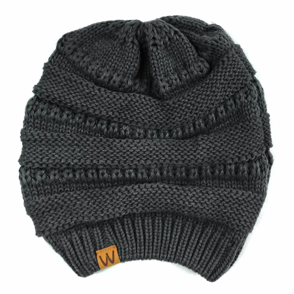 Wrapables Knitted Slouchy Beanie Beret, Dark Gray, Dark Gray