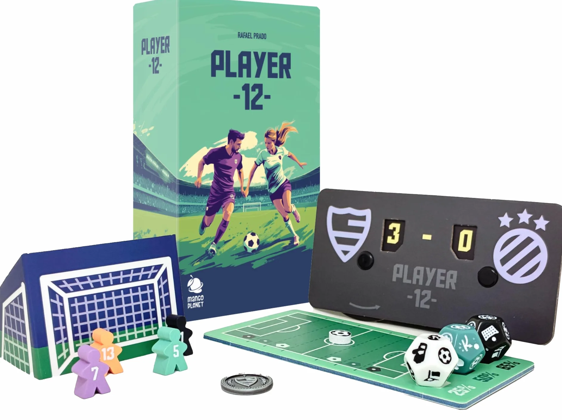 Juego de mesa de Fútbol Player 12, con Cartas y Dados, formato pequeño de viaje, Regalo 6-12 años