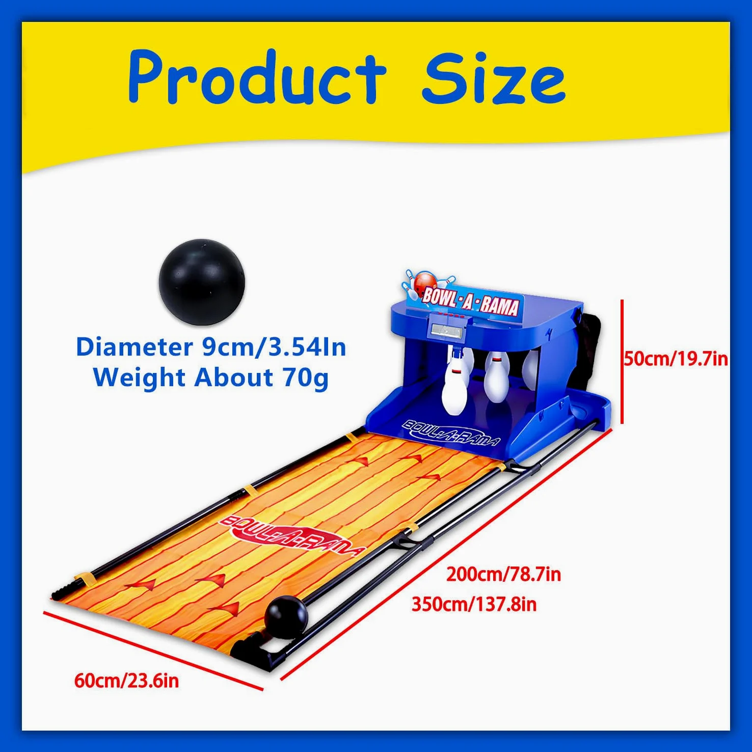 Juego de Bolos electrónico para niños, máquina de Bolos eléctrica 3.5m/11.5ft | con reinicio automático, iluminación y efectos de sonido de simulación, juego familiar plegable para interiores