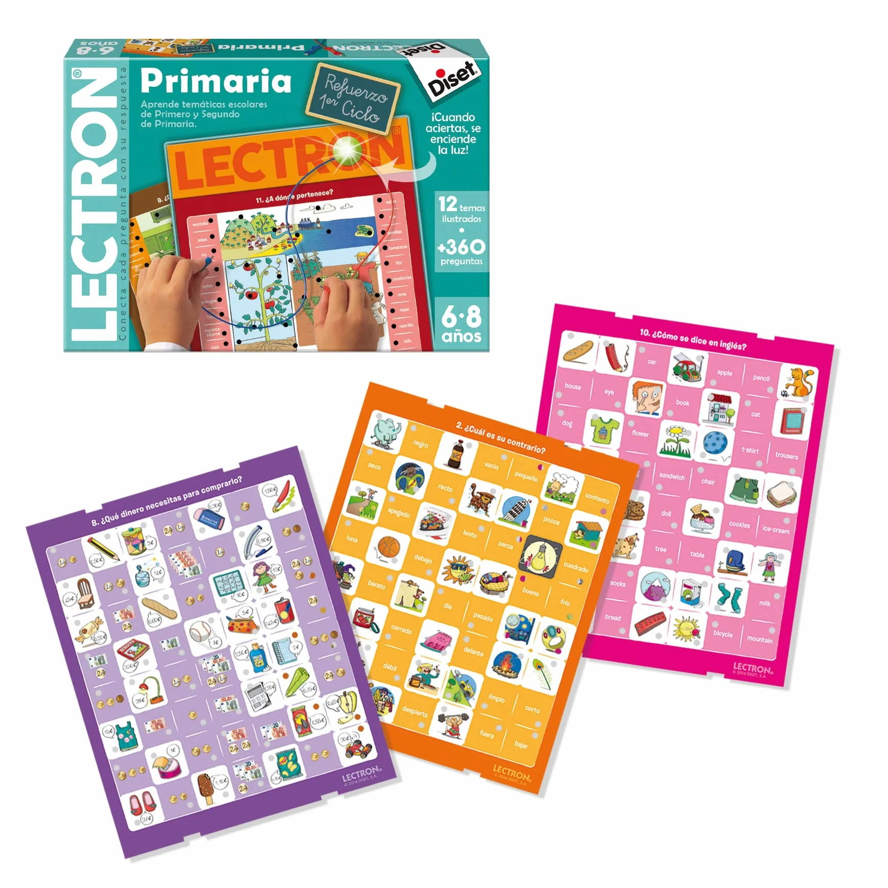 Diset, Lectron Primer Ciclo de Primaria, Juego Educativo de asociar Preguntas y respuestas a Partir de 6 años, Multicolor
