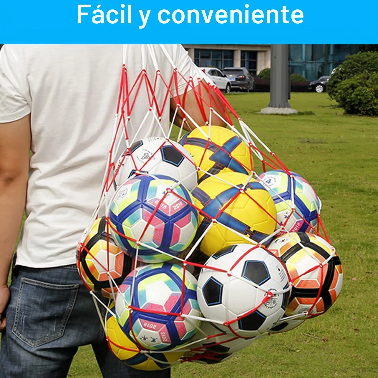 Bolsa de red de nylon para baloncesto y fútbol, portátil multiusos
