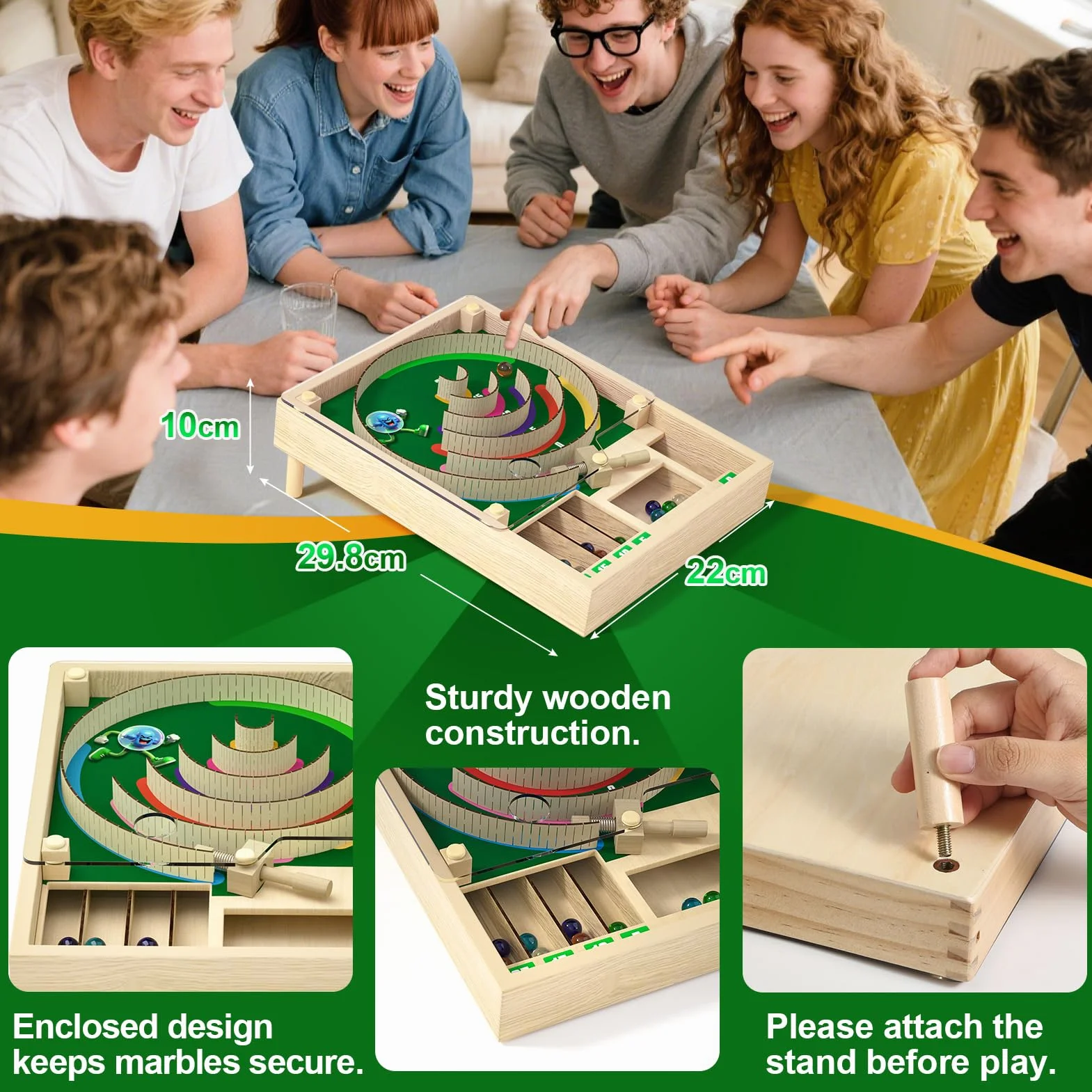 Uping Juegos de Mesa Niños 6 Años Juegos de Mesa Adulto, Juguetes de Habilidad con Canicas y Puntuación de Madera Regalo para Niño 6 Años o Más