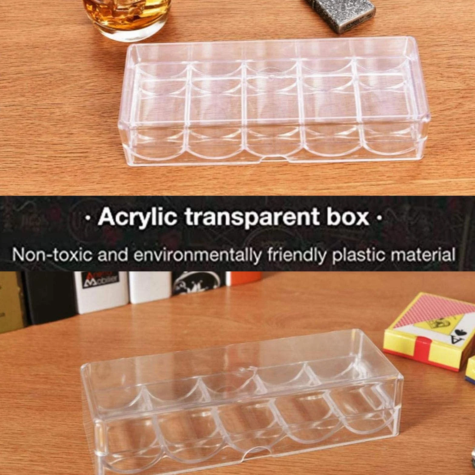 2 Piezas Caja da Fichas de Póquer Bandeja de Fichas de Póquer Transparente Caja de Almacenamiento de Chips Con Tapa para Almacenamiento de 100 Fichas para Accesorios para Fichas de Póker de Casino