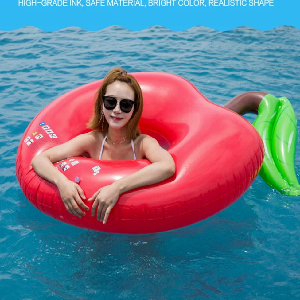 Anillo de natación de Cereza Gigante, Flotador de Piscina Inflable de Manzana de 120 cm, colchón de Aire para Adultos, Tumbona de Playa, Juguete de Fiesta de Agua-Red