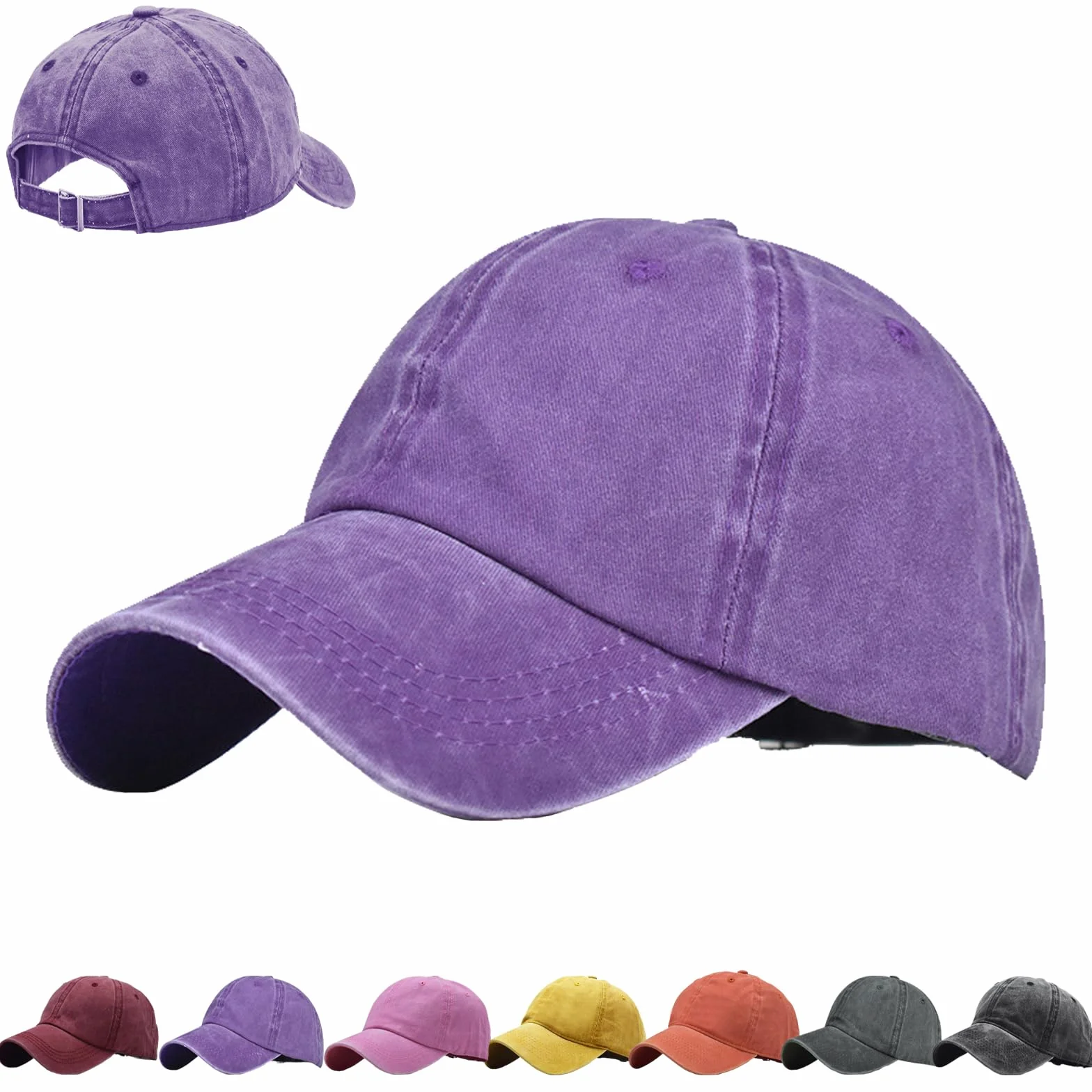 Gorra de Béisbol Lavada 100% Algodón Visera Ajustable Niños 3-8 Años