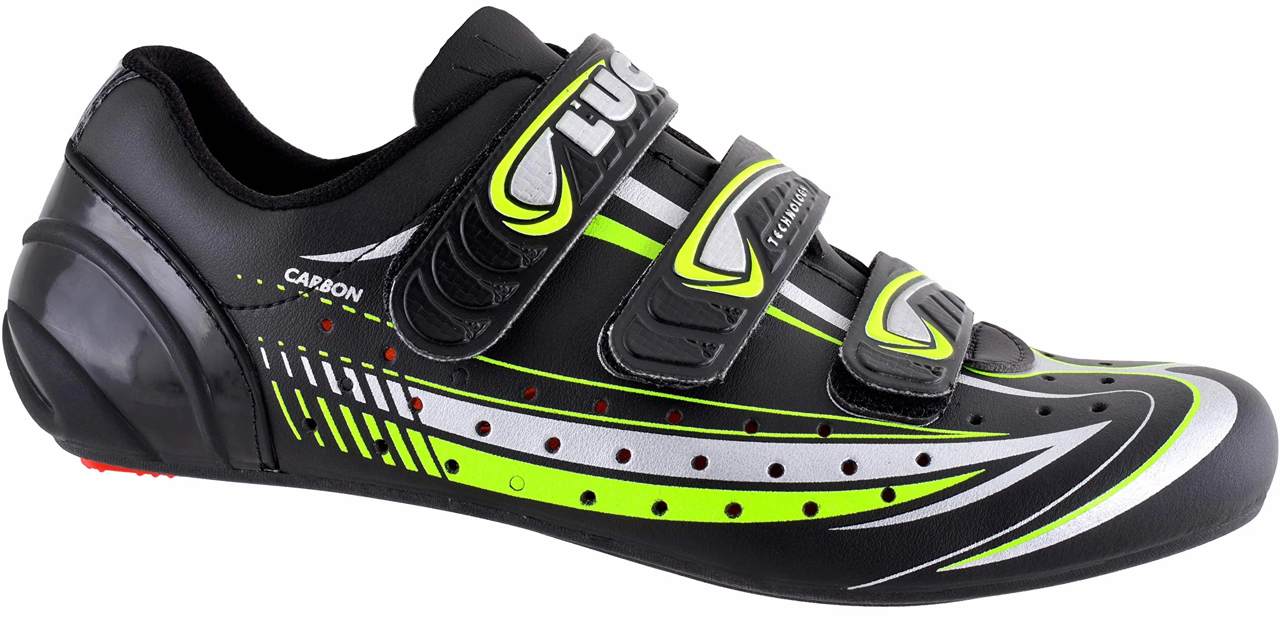 LUCK Zapatilla de Ciclismo Mega Carretera Suela Carbono Triple Tira Velcro