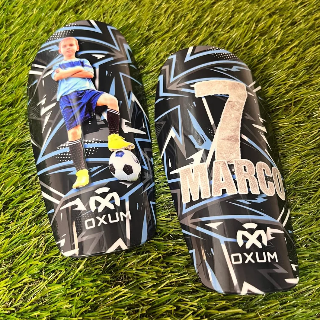 Oxum Sport Espinilleras de Fútbol Personalizadas Niños Adultos Foto Número Nombre Bolsita Regalo Gama One