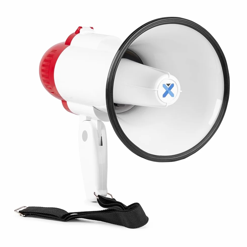 Vonyx MEG020 Megáfono Compacto 20W, 700 Metros, Grabación y Sirena, Asa con Muñequera