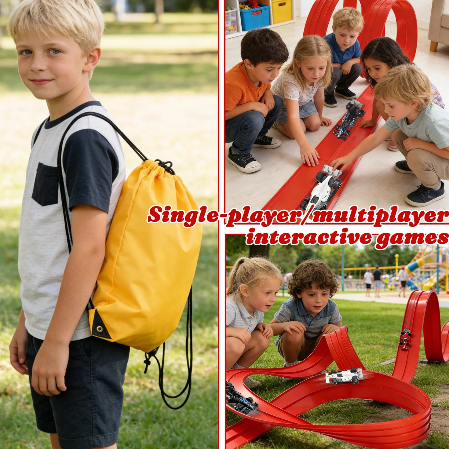 Pista de Coches para Niños, Pista Coches Flexible 4M, Pista De Carreras Portátil para Niños con 4 Coches, Pista de Coches Flexible, Circuito Coches Flexible, Regalo para Niño y Niñas 3 4 5 6 Años (M2)