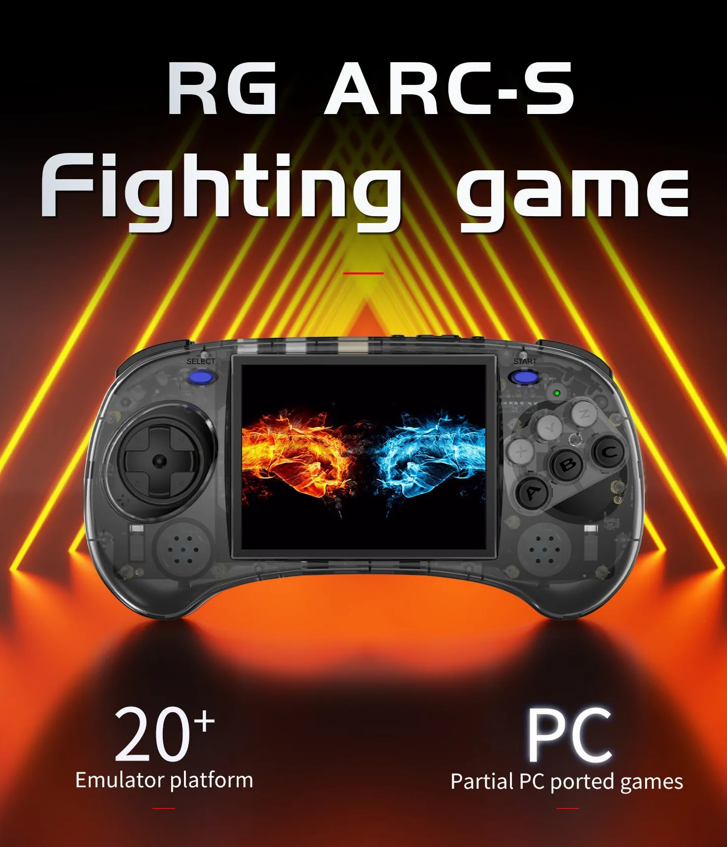 RG ARC-S - Consola de juegos de mano retro con pantalla IPS de 4 pulgadas, sistema Linux RK3566 CPU 64 bits, reproductor de videojuegos integrado con batería de 3500 mAh compatible con Bluetooth 4.2 y