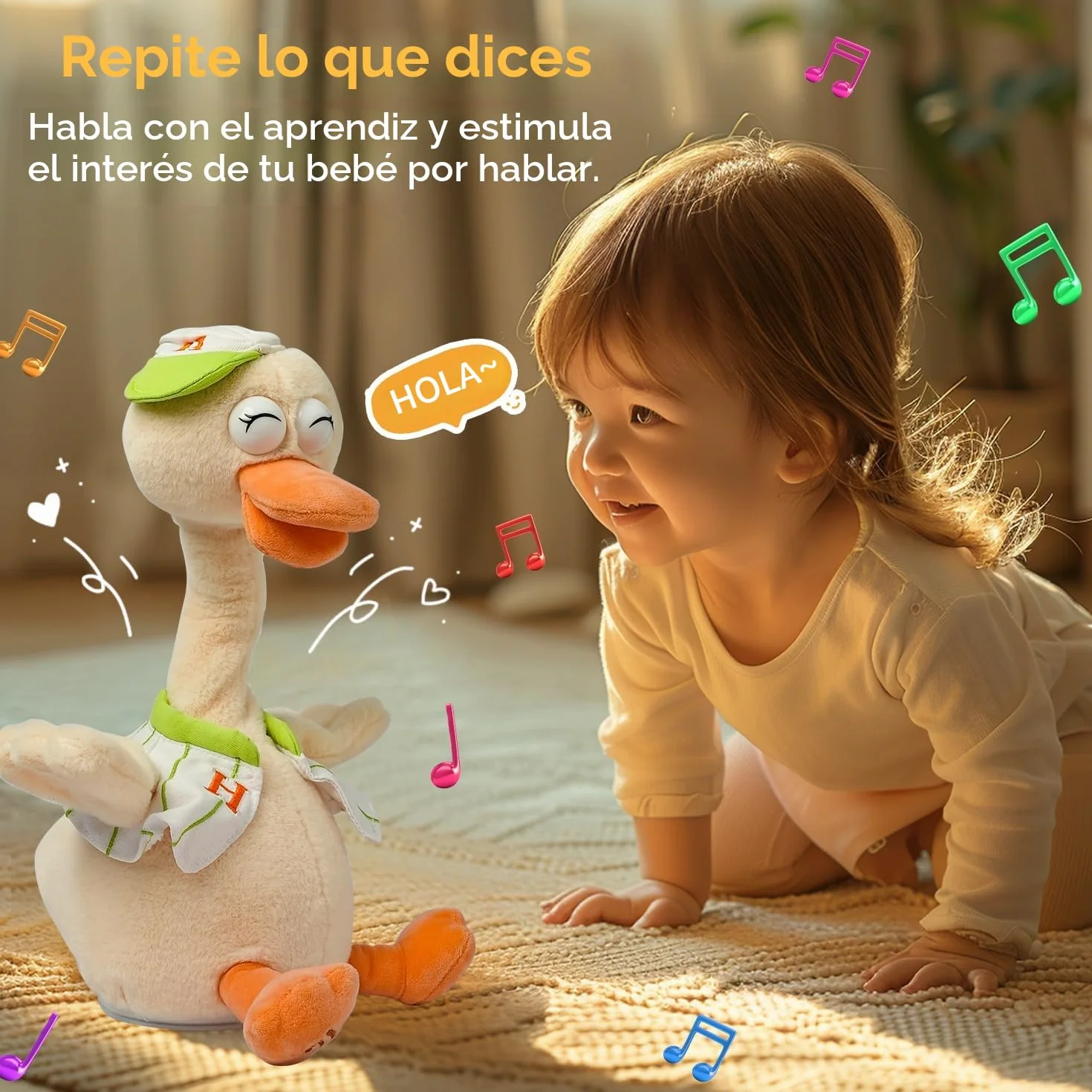 Juguete de pato parlante que imita imágenes de peluche e interactivo, que repite lo que dices, peluches sacudiendo el cuello, muñeca parlante