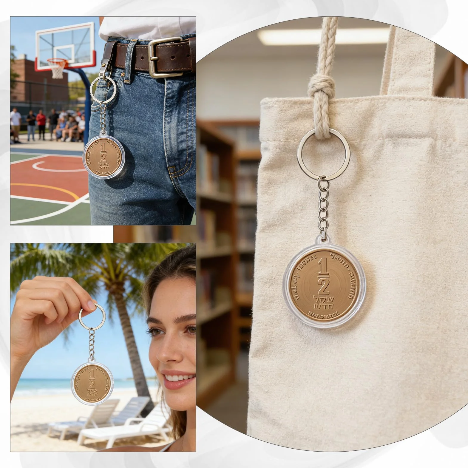 NICENEEDED 4 Llavero Porta Monedas, 1.57" Estuche Transparente con Cápsulas Duras para Monedas, Ideal para Medallones Y Colección de Monedas de Recuerdo.