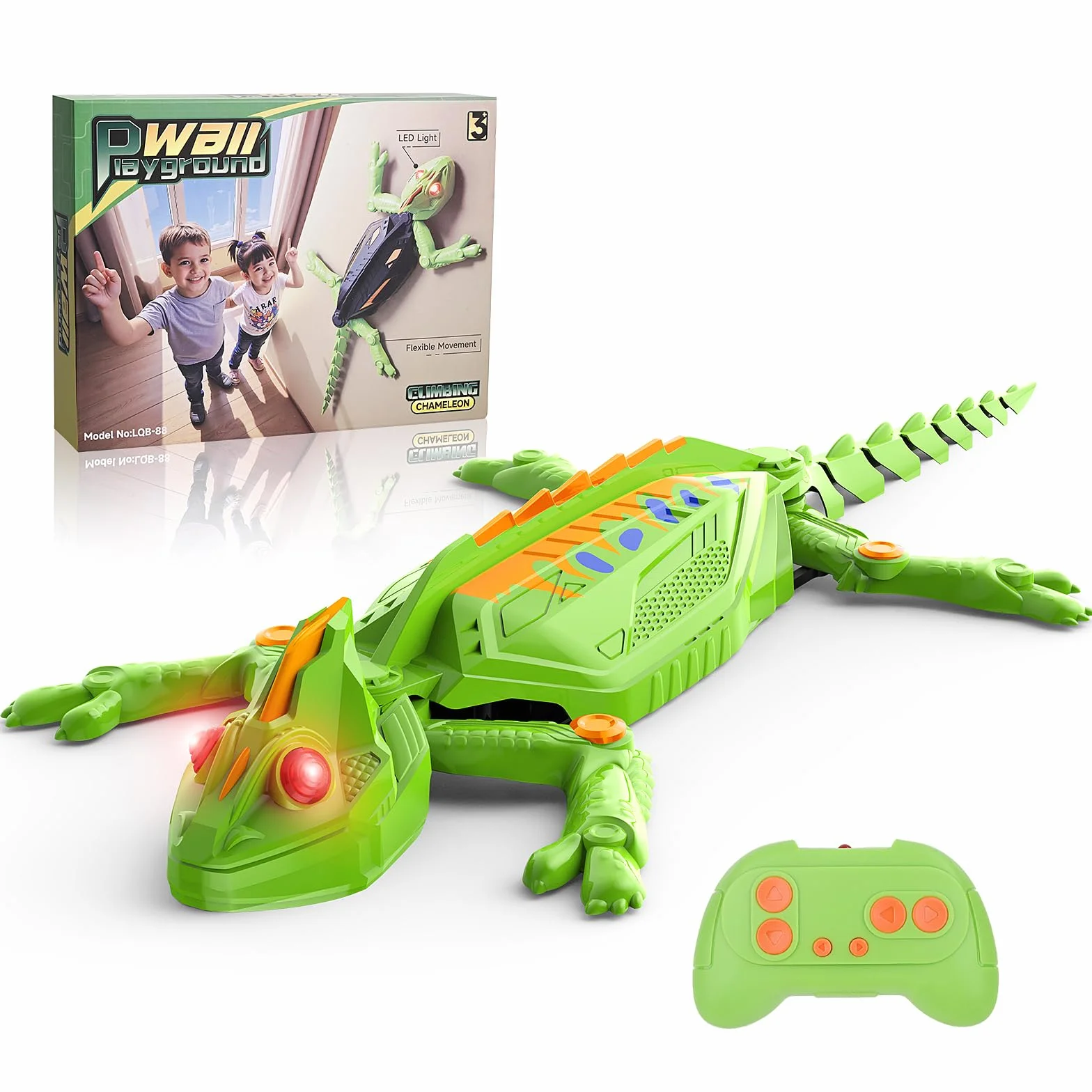 Gerbala Lagarto Teledirigido, Lagarto Robot Juguetes, Arrastrándose por Paredes y Techos, Camaleón Teledirigido con Ojos LED Brillantes, Movimientos Realistas, Regalo para Niños y Niñas 3+ Años