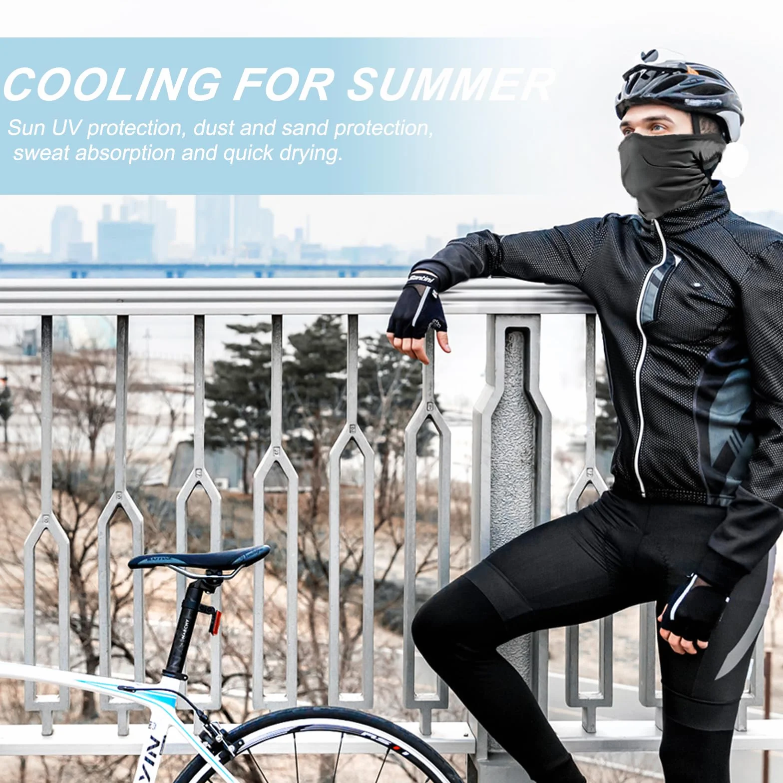 Máscara de Pasamontañas Balaclava Protector UV Transpirable Anti Viento para Motocicleta Esquí Negro