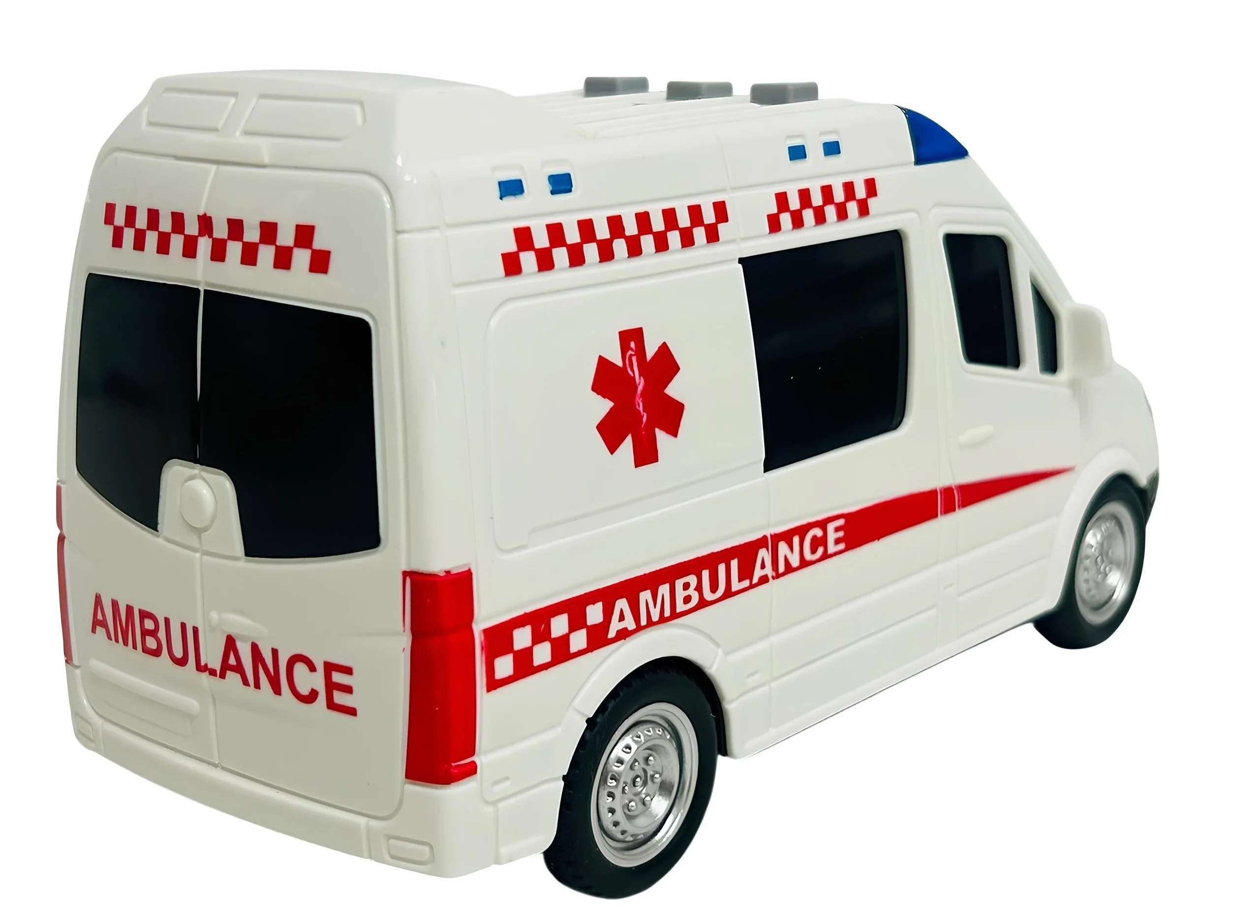 Ambulancia - Juguete con luces y sonidos reales, movimiento de embrague, ambulancia, grande, 18 cm, primeros auxilios con luces y sonidos, ambulancias para niños, con movimiento de embrague, sirenas