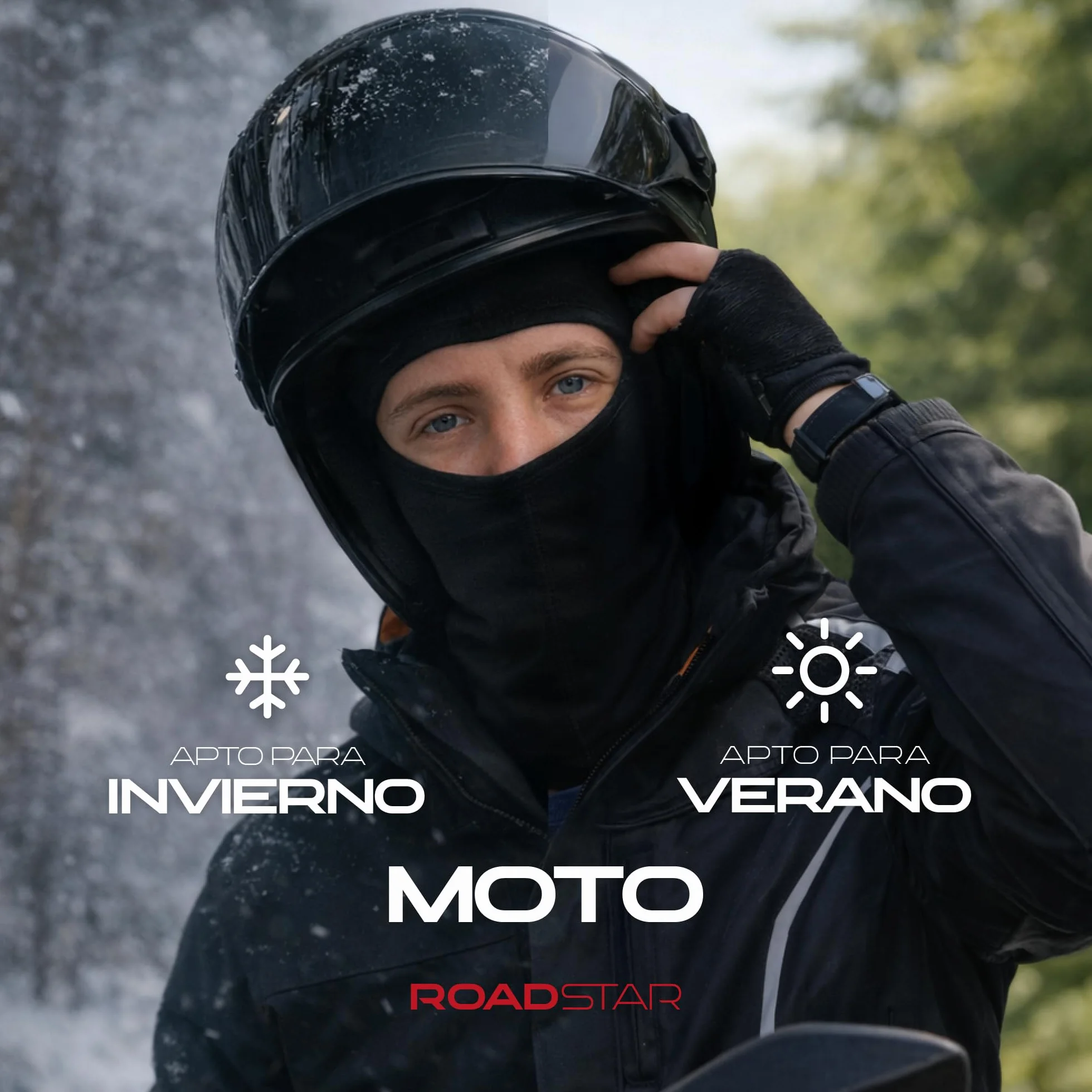 ROAD-STAR Pasamontañas 100% algodón Talla única Negro