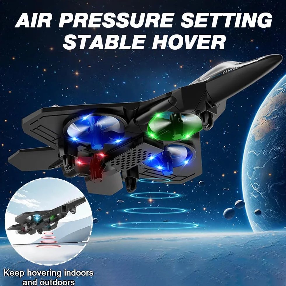 Avión de control remoto, avión de control remoto de 2.4 GHz con luz fría, flota a altura fija, rollo de acrobacias de 360°, aviones RC EVA con potente potencia, avión RC para adultos, niños