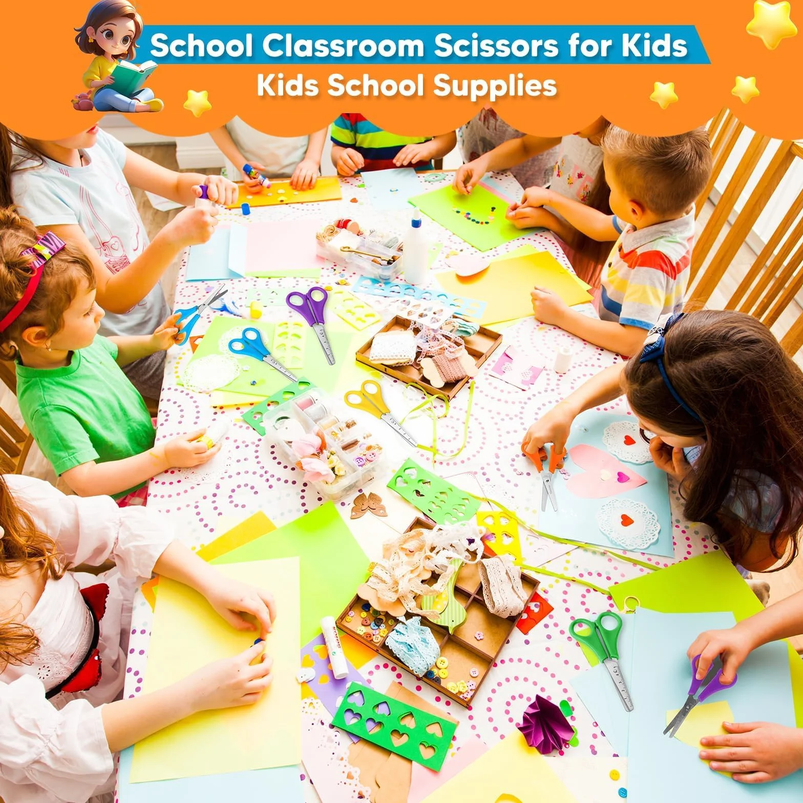 15 Piezas Tijeras de Seguridad para Niños, Escolares con Punta Redonda, para Zurdos y Corte de Papel en Color