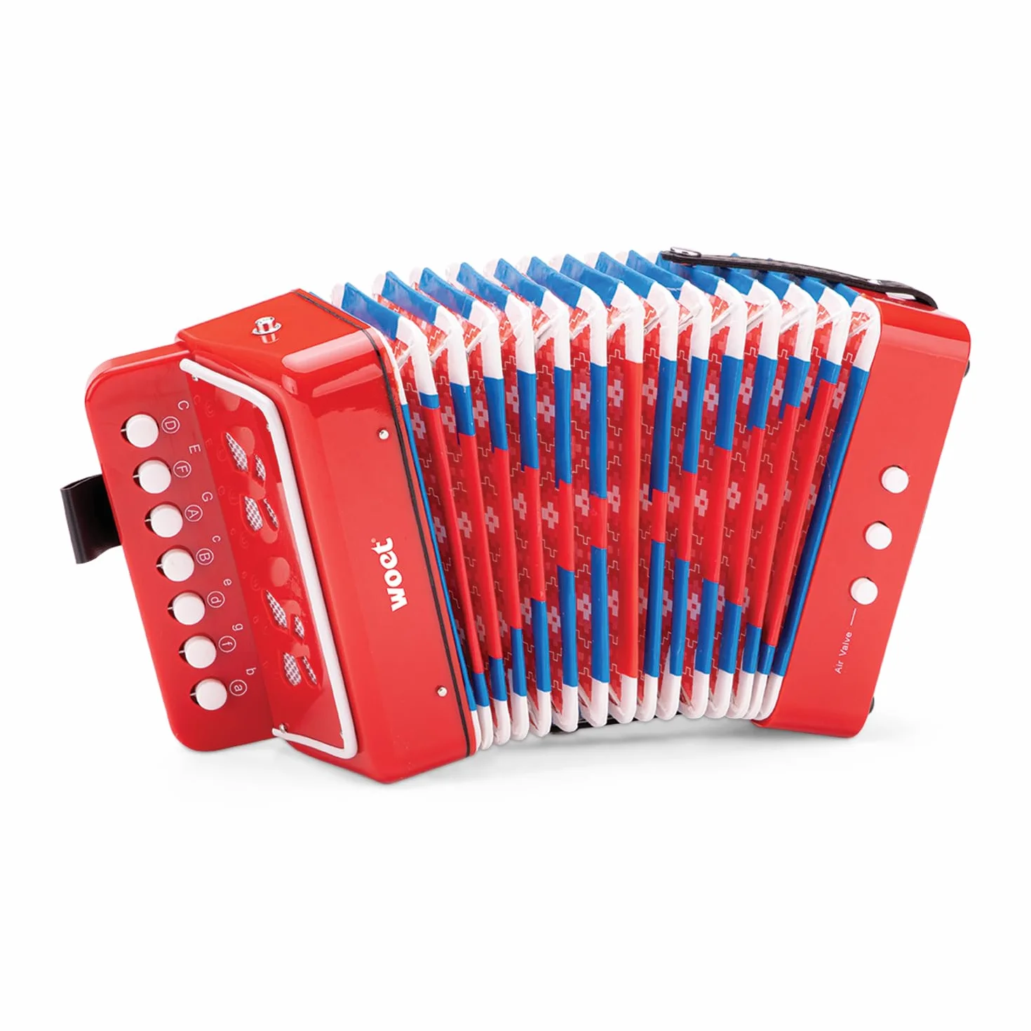 Woet® Acordeón de Juguete Rojo para Niños, Instrumento Musical con Libro de Canciones y 8 Canciones, Juguete Educativo para Principiantes, Desarrollo Musical, A Partir de 3 Años