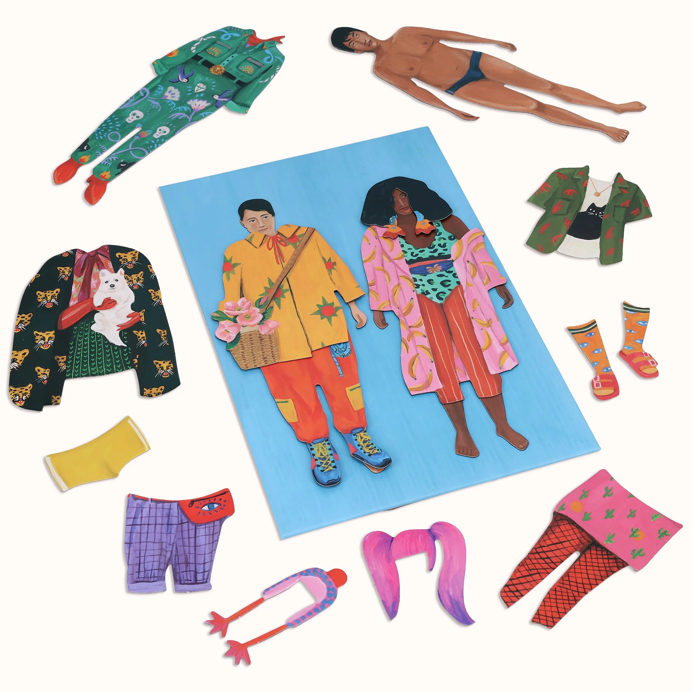 Chronicle Books Fearless Fashion Magnetic Dolls | Mix-N-Match Set | 4 Dolls, 50 Pieces, Thousands of Combinations