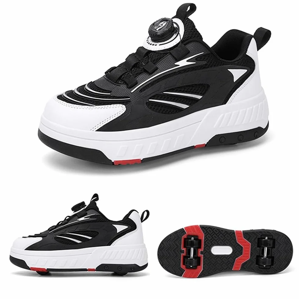 Zapatos con Ruedas para Niños y Niñas, Patines Multiusos 2 en 1 con 4 Ruedas Retráctil