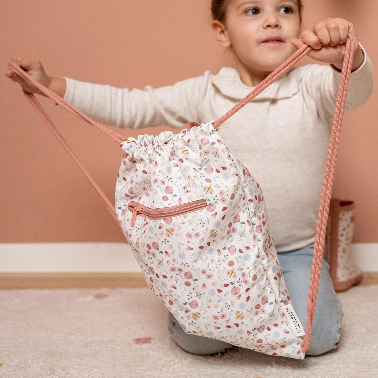 Little Dutch Bolsa de deporte infantil 38 x 29 cm flores mariposas multicolor