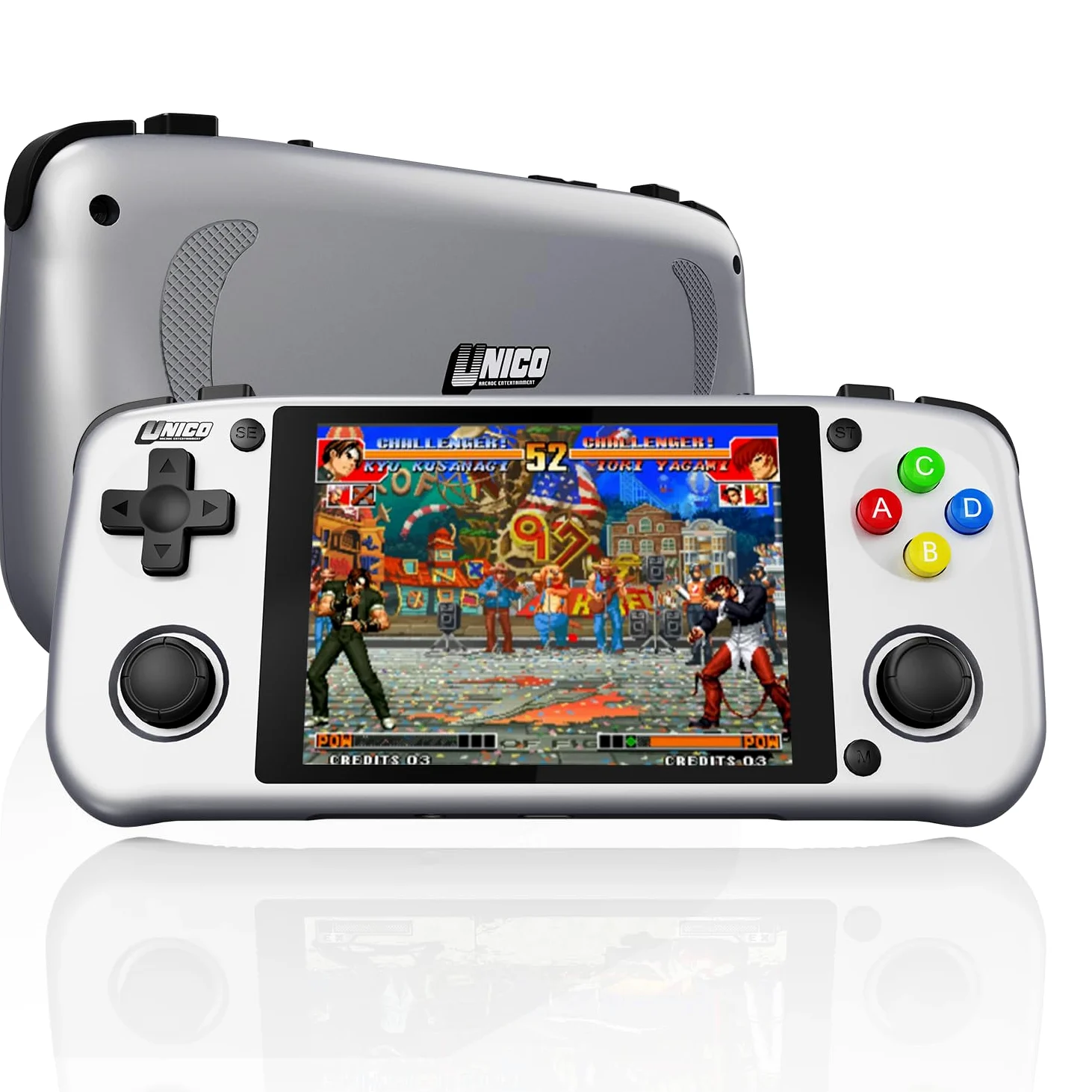 Unico Consola Electrónica Portátil de Mano, 40 Juegos clásicos de SNK preinstalados, Incluyendo King of Fighters, Metal Slug, etc., Pantalla IPS de 4 Pulgadas, Resolución 720*960, Regalo Retro-Blanco