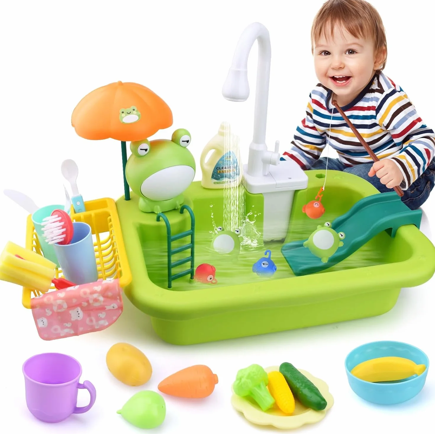 Juguetes de Cocina Lavaplatos Eléctrico Playhouse con Pesca flotantes para Niños