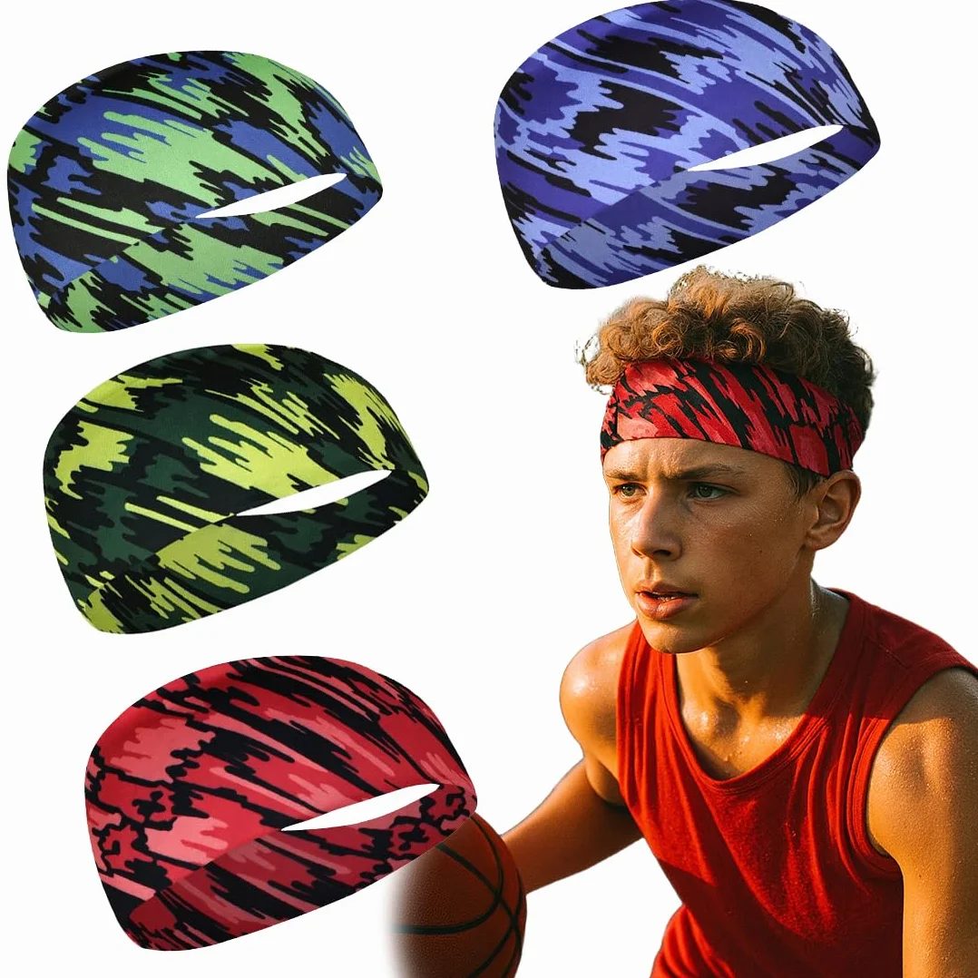 Diadema Deportiva para Niños 4 Piezas, Transpirable, Bandana Elástica para Correr, Bici, Entrenar