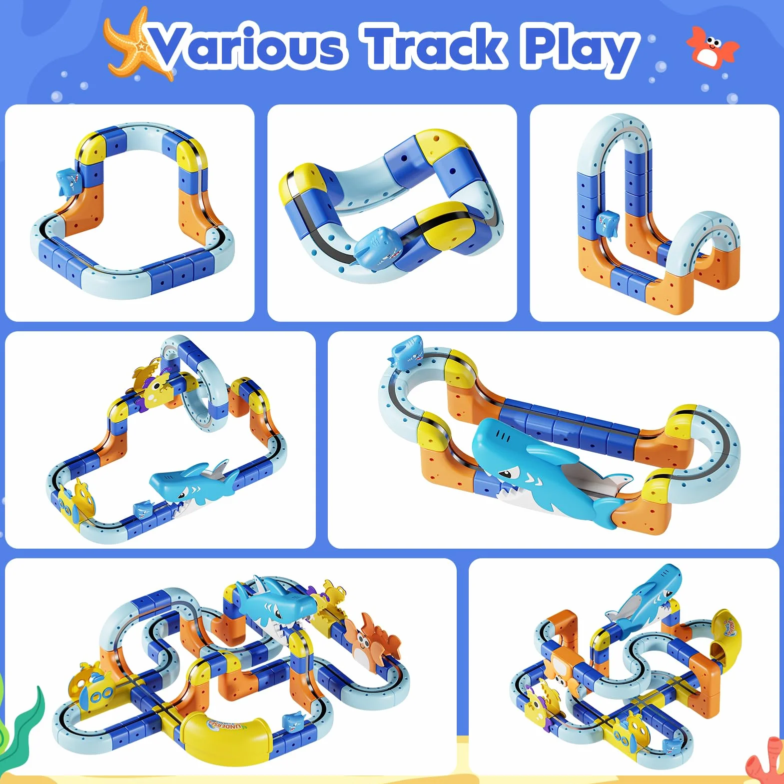 193 Piezas DIY Cube Track, Juguetes Niño Niña 3 4 5 6 7 8 Años Conjunto de Tren Eléctrico Clickrail con Pista Regalo de Cumpleaños Original para Niños