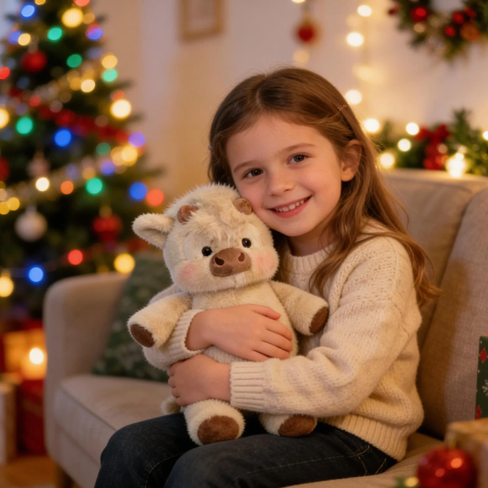 Genérico Peluche de jabalís, 45CM Peluche de Vacas de Las Highlands Corriendo, Running Cow Plush, Adorable Muñeca Animal jabalís Corriendo Peluches Simulación, para Niños y Adultos