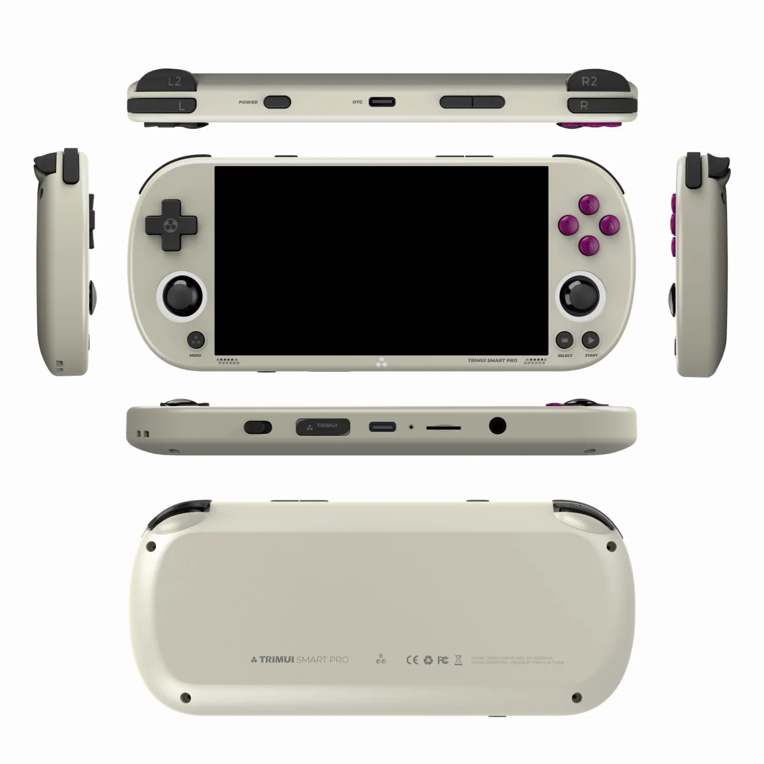 TRIMUI Smart Pro Consola de Juegos Portátil, Joystick dual con iluminación RGB pantalla 4,96 pulgadas IPS Sistema Linux Open Source Integrado 20000+Juegos (Gris)