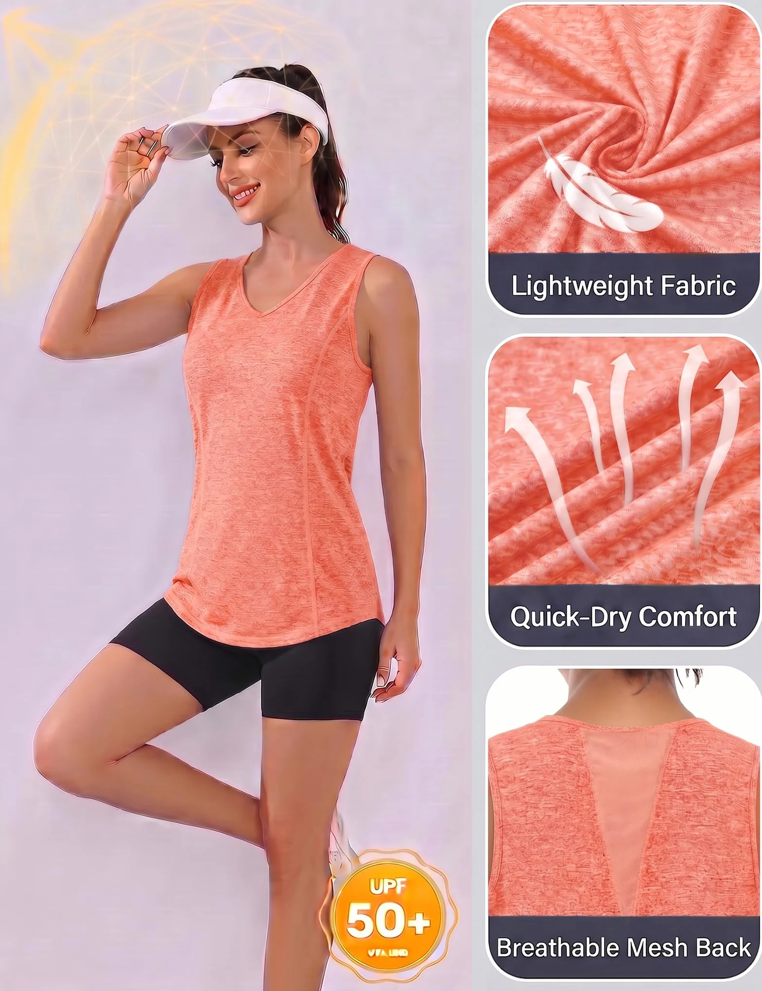 Camiseta Sin Mangas para Mujer Espalda de Malla Secado Rápido Chaleco Deportivo Fitness Yoga Correr