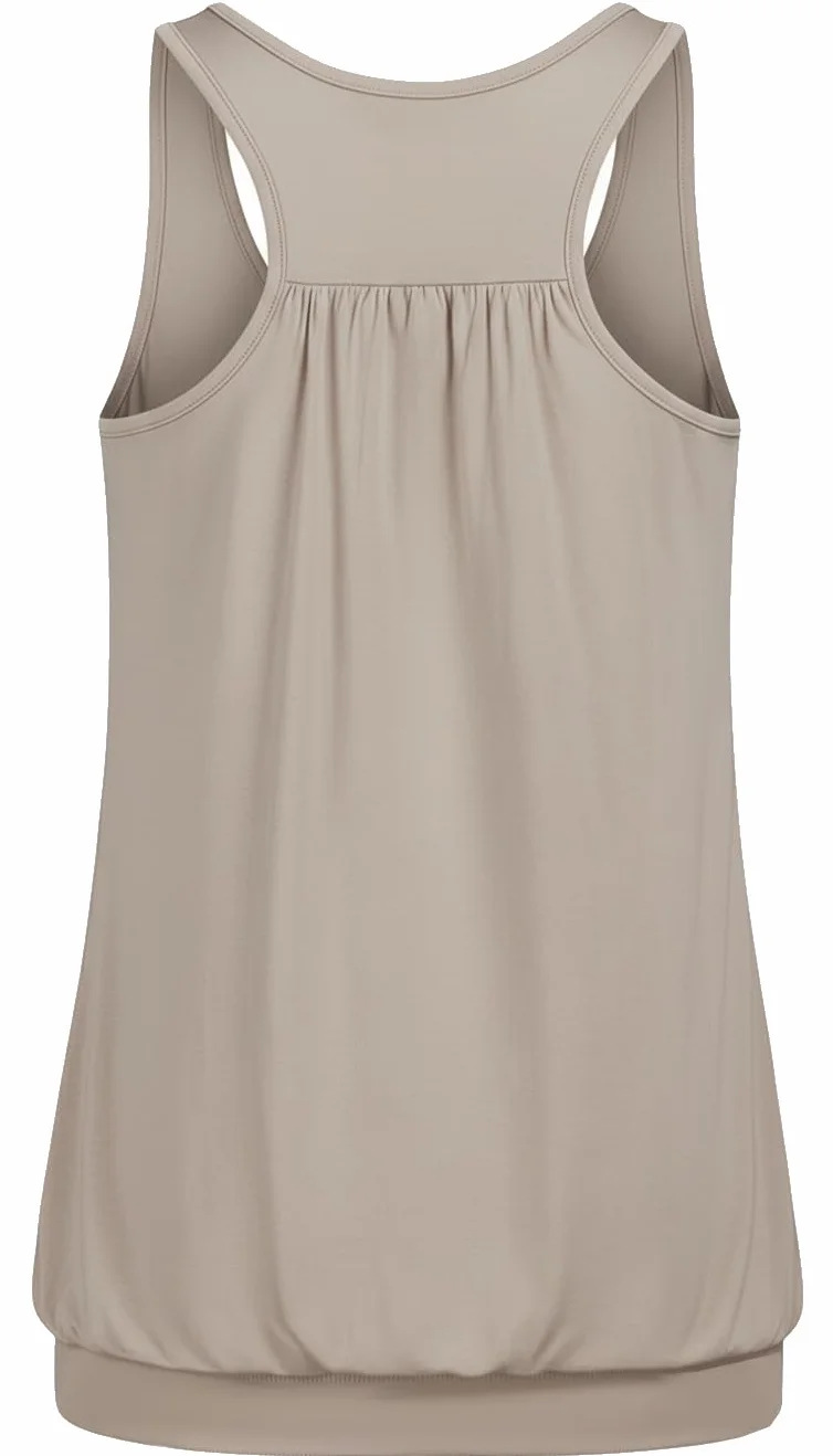 Van Der Rich Camiseta de Tirantes Espalda Nadadora Escote Plisado Mujer