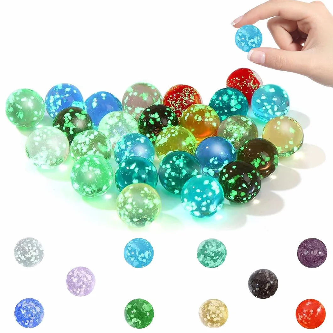 Canicas de cristal luminosas de 10 piezas con canicas coloridas moteadas para juegos de pista de bolas y proyectos de bricolaje