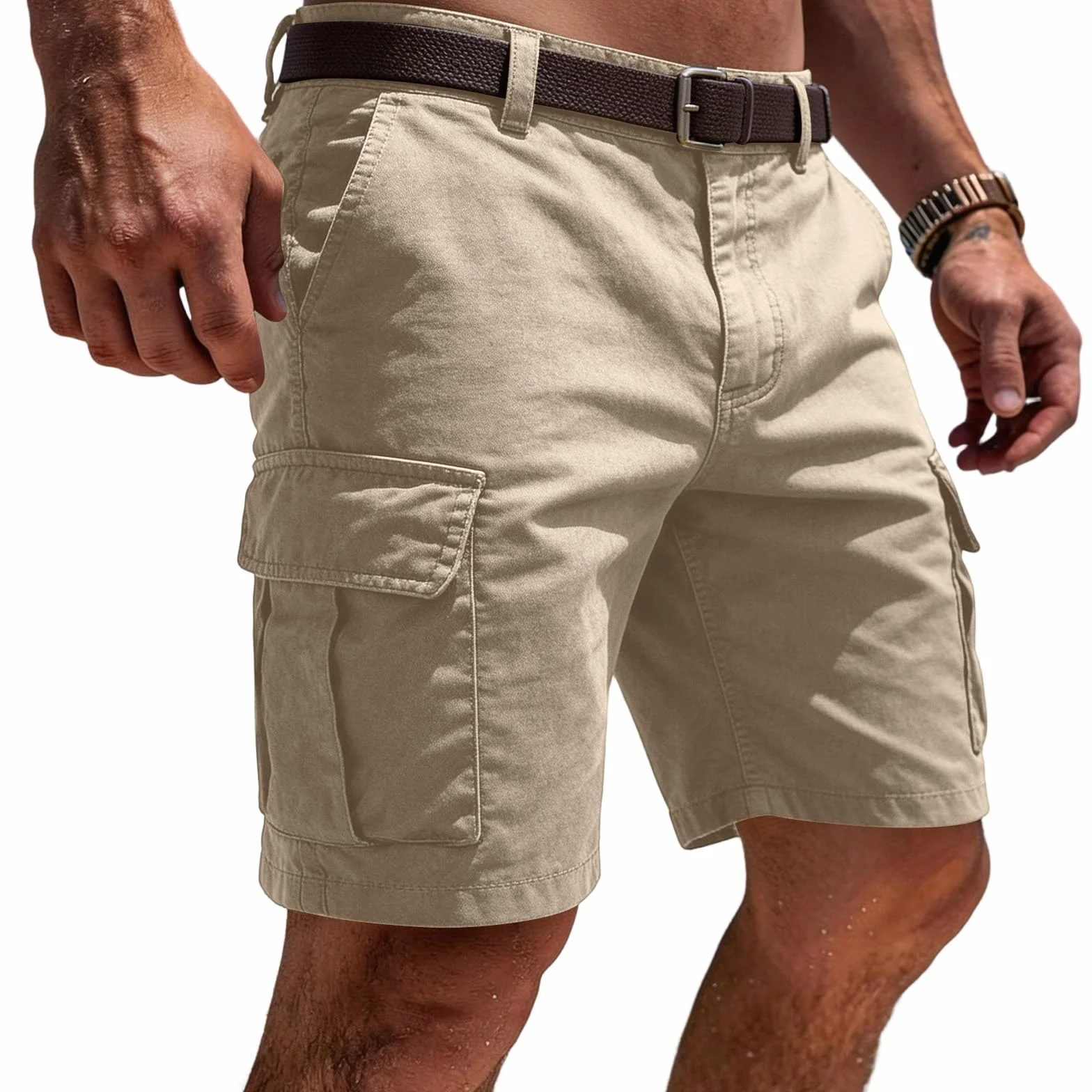 Pantalones Cortos de Trabajo Hombre Cargo Militares Verano con Bolsillos MOKBAY