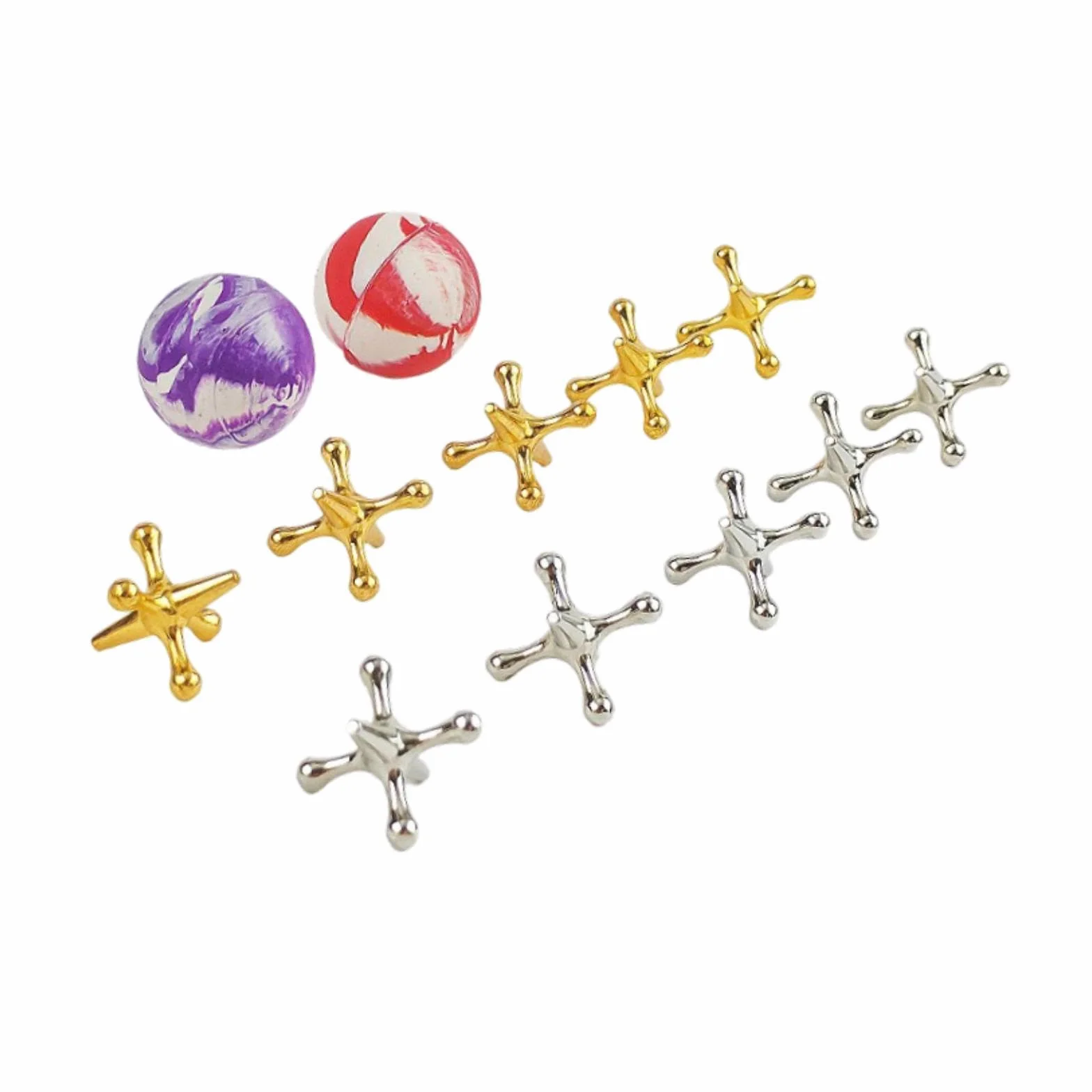 Colcolo Jacks Juego de Mesa Metal, Retro, Jacks y Bouncy Ball Set Old School Jax Juego para favores y Family Game Night