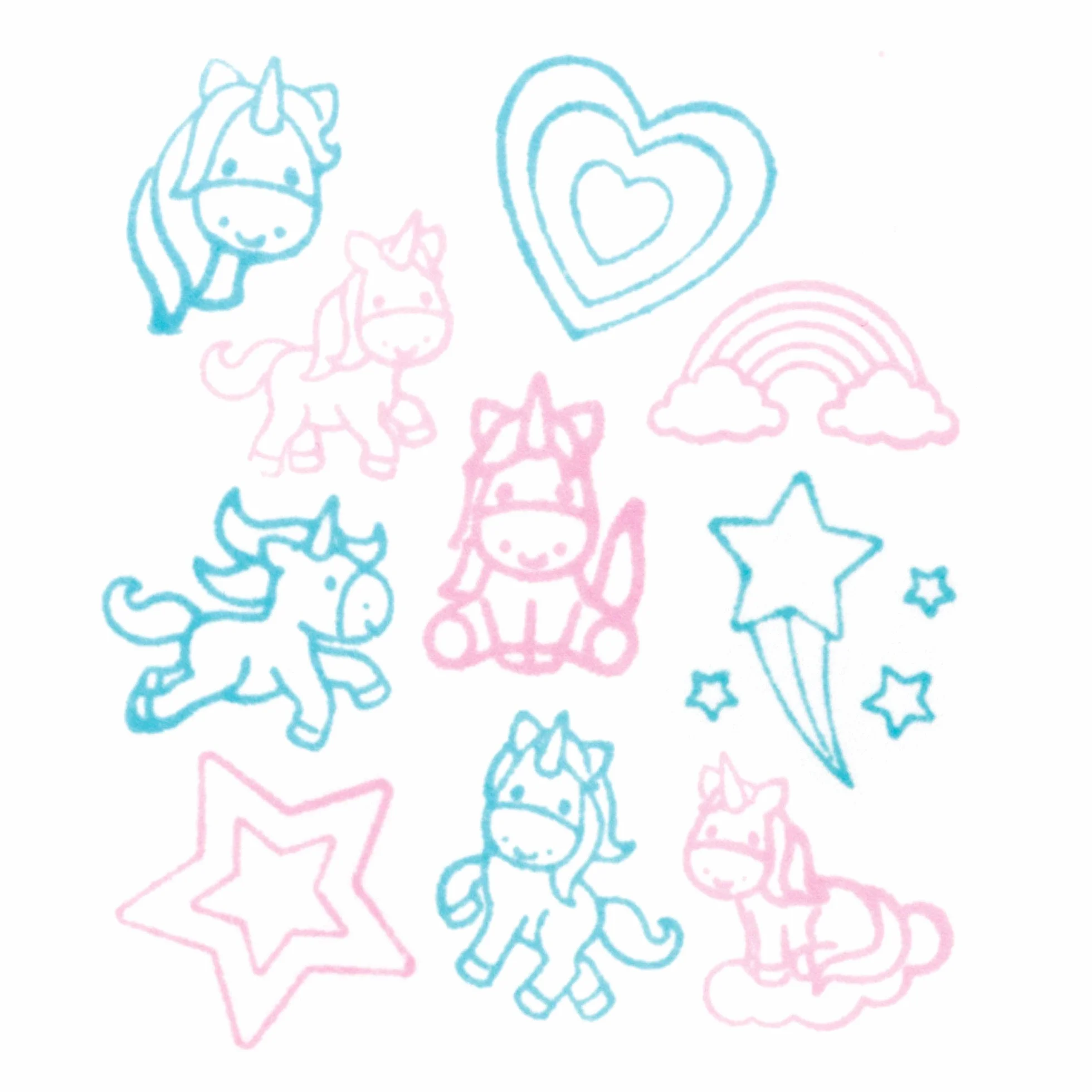 Baker Ross- Sellos de Unicornios con entintado automático (Pack de 10) para Crear Decoraciones y Manualidades
