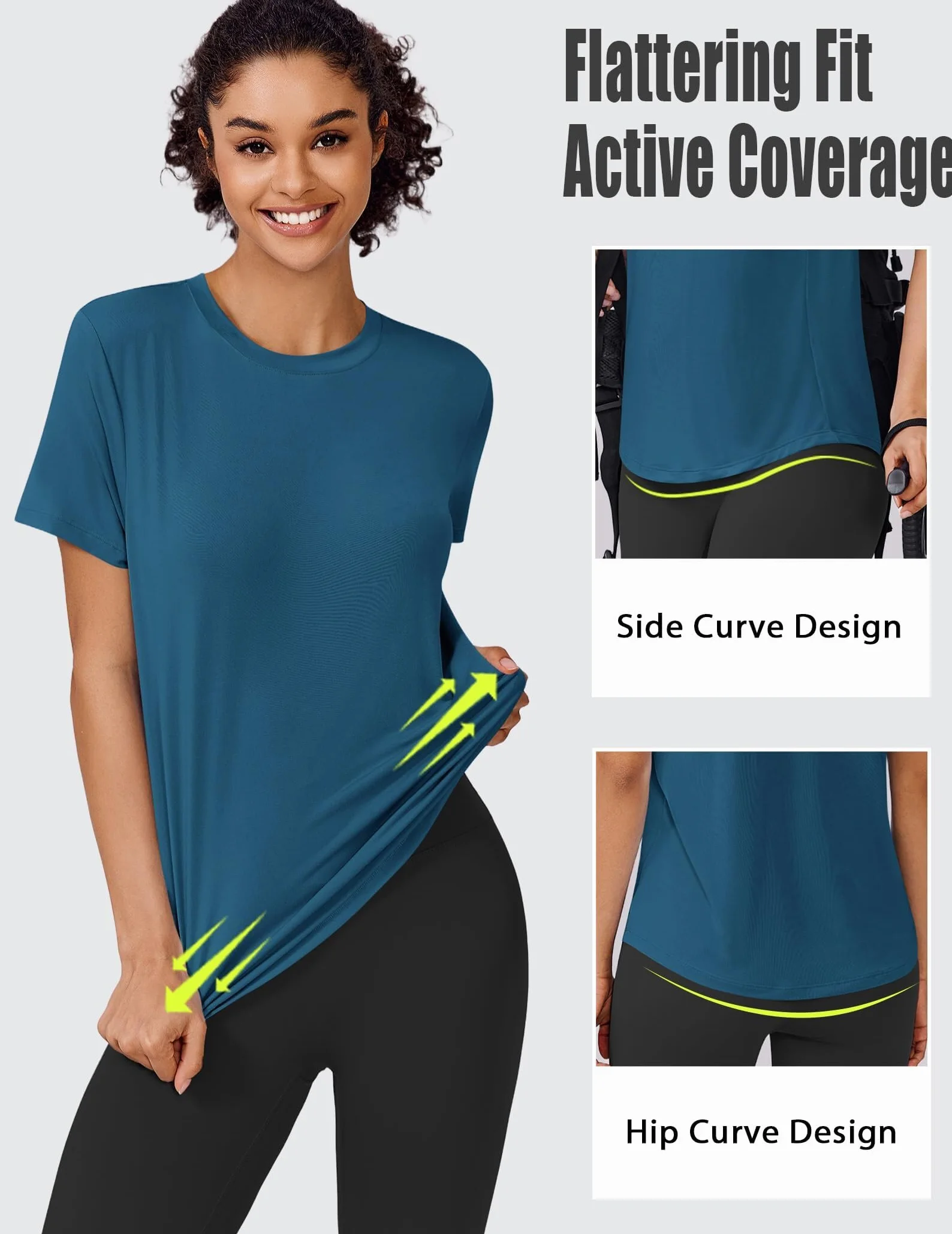 PINSPARK Camiseta entrenamiento mujer manga corta protección UV secado rápido deportes natación