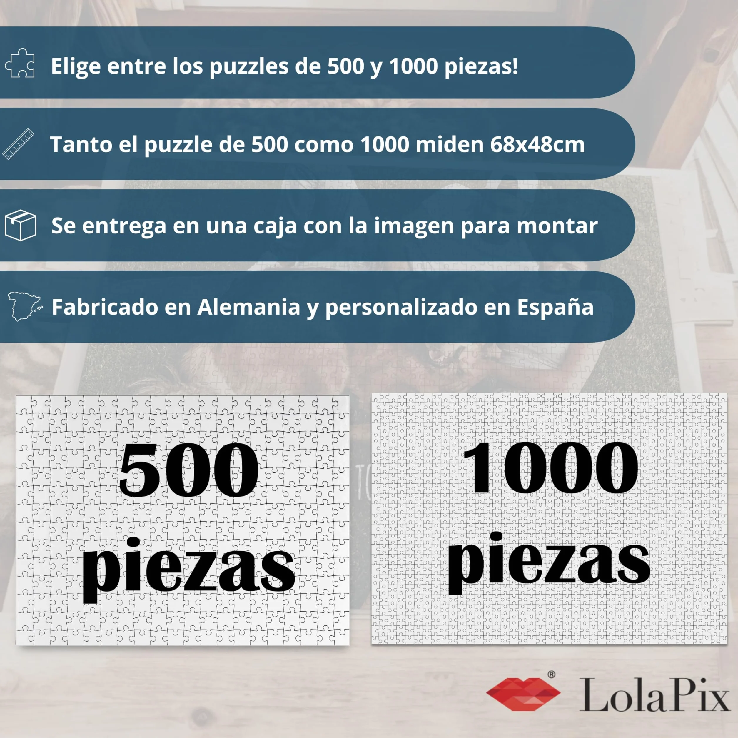 Puzzle Personalizado con Foto 500/1000 Piezas 68x48CM. Puzzles Personalizados con Fotos y Texto. Rompecabezas Personalizado Adultos y Niños. Regalo Día de la Madre. Regalos Originales Mujer y Hombre.