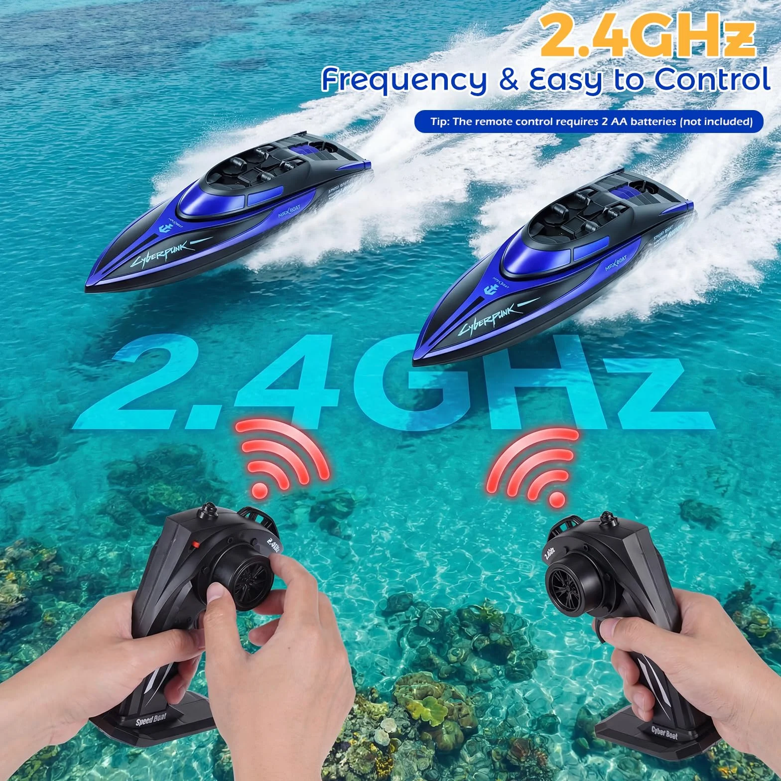 Coikes Barco Teledirigido Barcos RC con luz LED Barco de Control Remoto 2,4 GHz Barco De Carreras Rápido para Niños y Adultos Juguete de Piscina Barco Eléctrico para Mares, Piscinas y Lagos