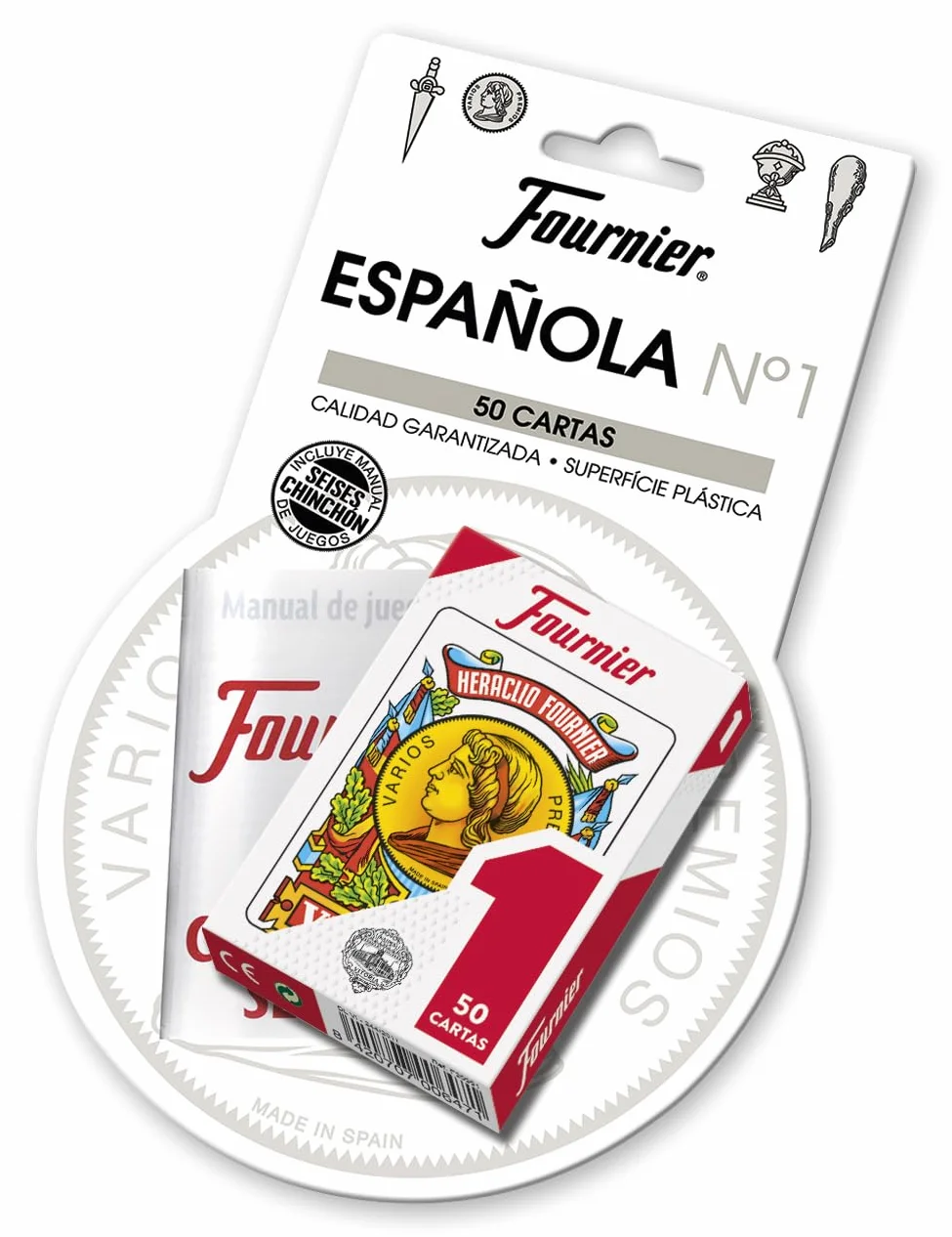 Fournier Baraja de Cartas Española 50 Cartas Multicolor Seises y Chinchón