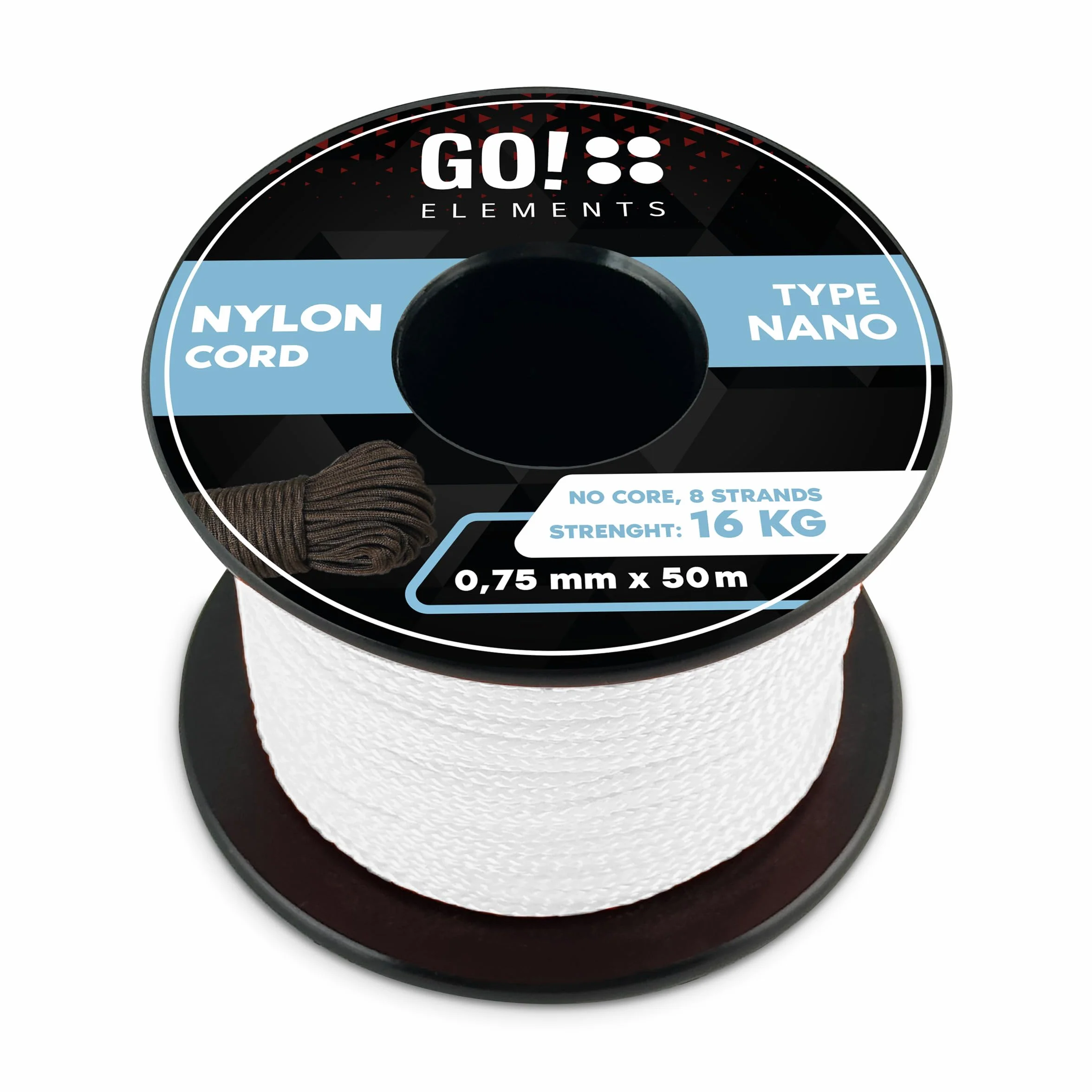 Cuerda de albañil GO!elements Nano Cord 0,75 mm 16 KG Nylon 100% Resistente a la rotura
