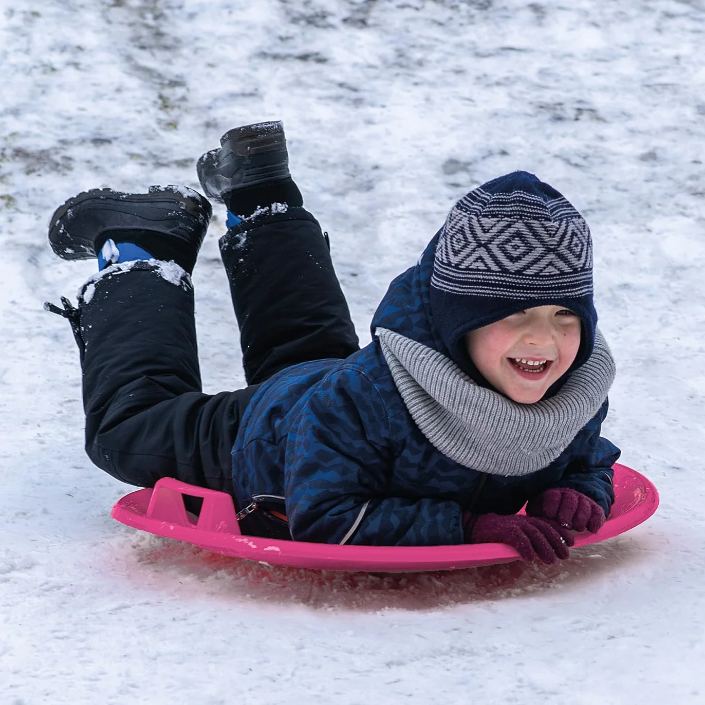 JAMARA - Snow Play Rutschteller 60cm-Haltegriffe an beiden Seiten, langlebiger, robuster Kunststoffkörper, Leichtgewicht mit Nur 555 g