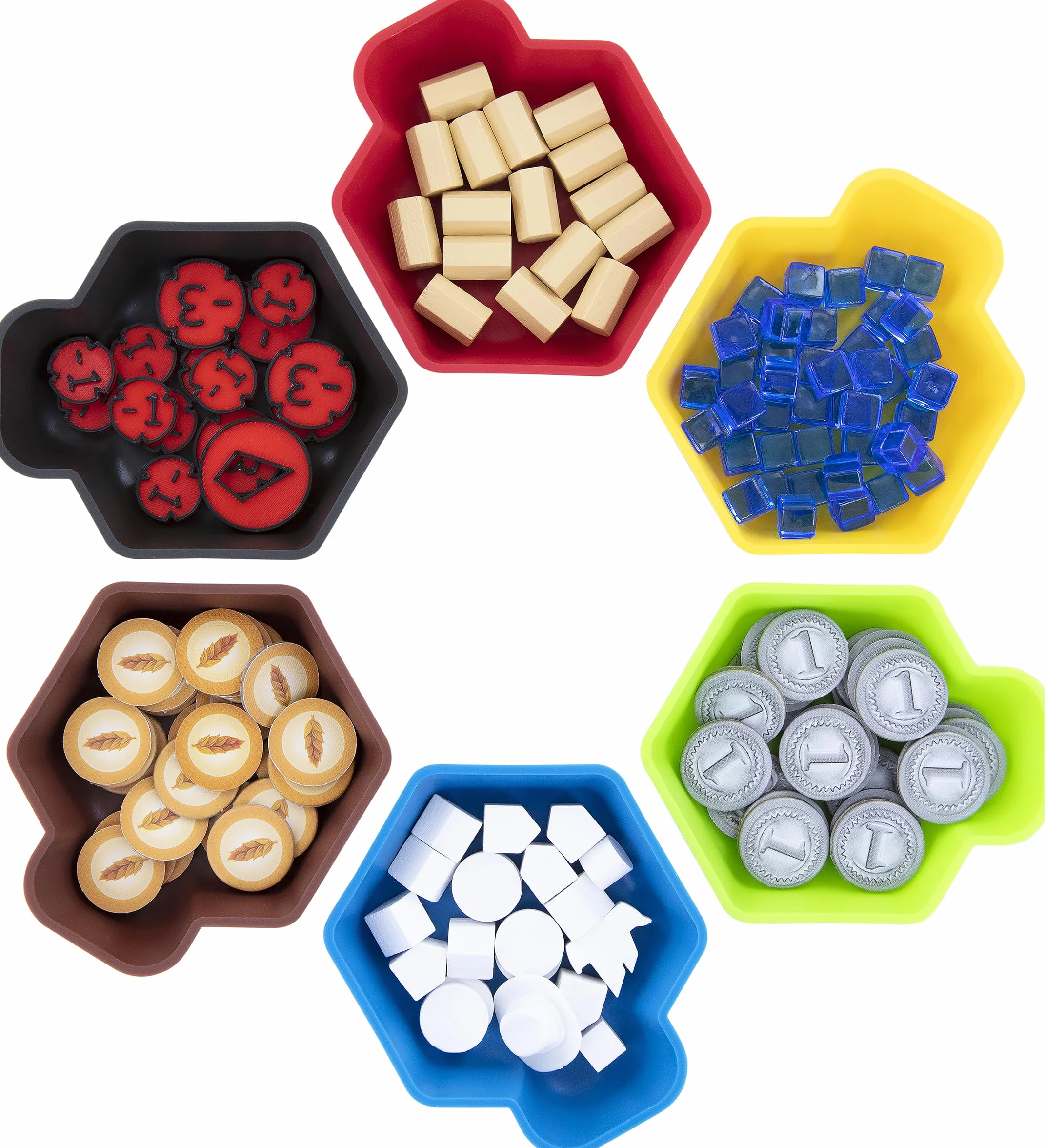 Feldherr Shell Pack Ventaja - 6 bandejas de fichas de Colores para Accesorios de Juegos de Mesa, fichas, meeples y Otros Objetos pequeños