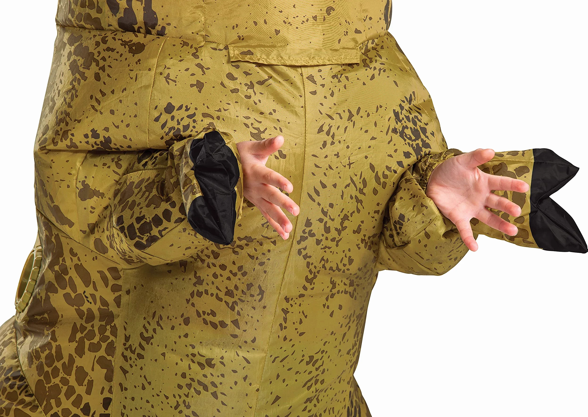 Jurassic World T-Rex Disfraz de dinosaurio inflable para niños, tamaño infantil, mono expandible operado por ventilador multicolor