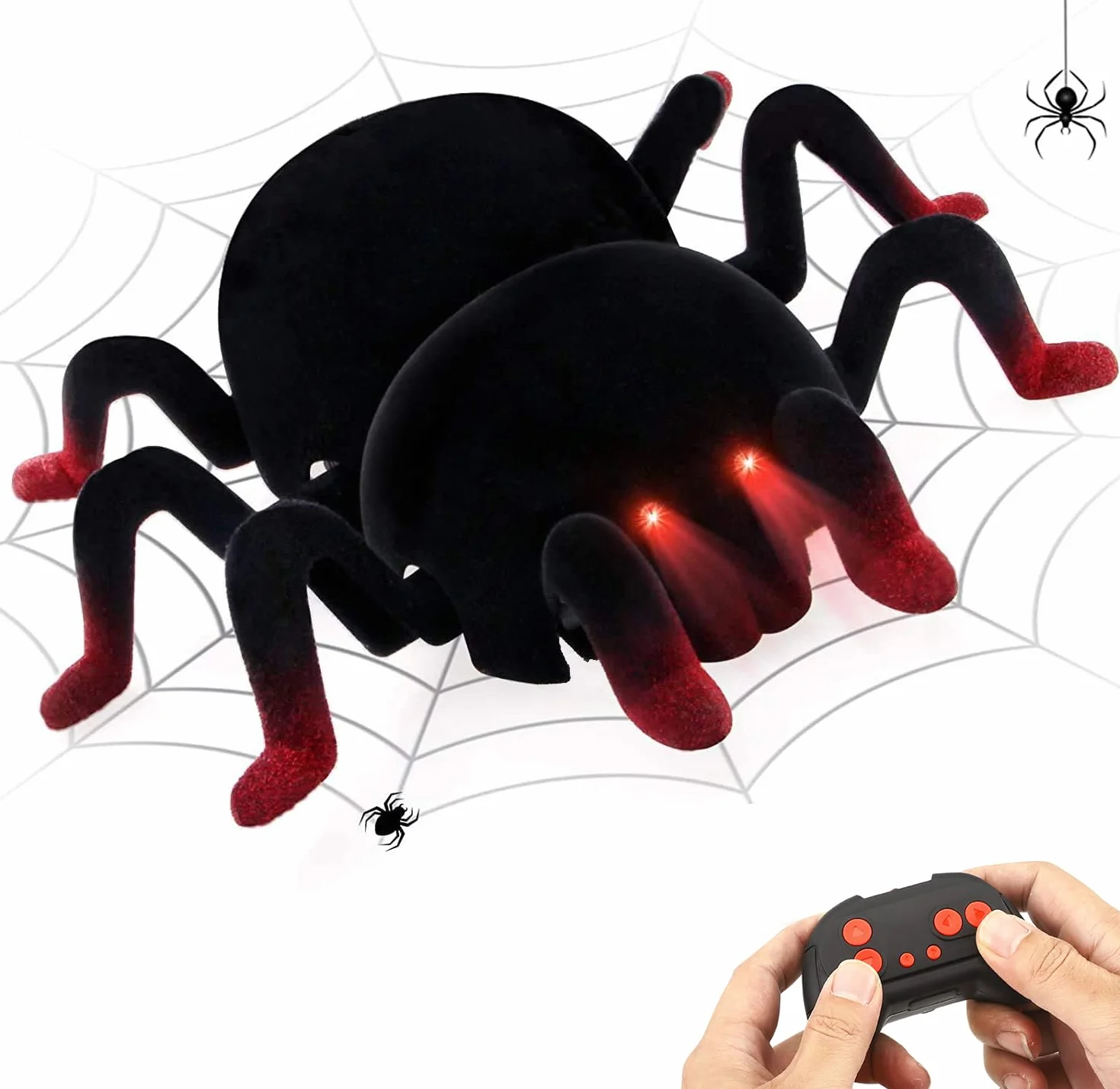 Araña RC a Control Remoto - Trepa Paredes y Techos, Recargable con Ojos LED - Juguete Robot Araña para Niños de 3 Años en Adelante Escalofriante para Niños y Niñas