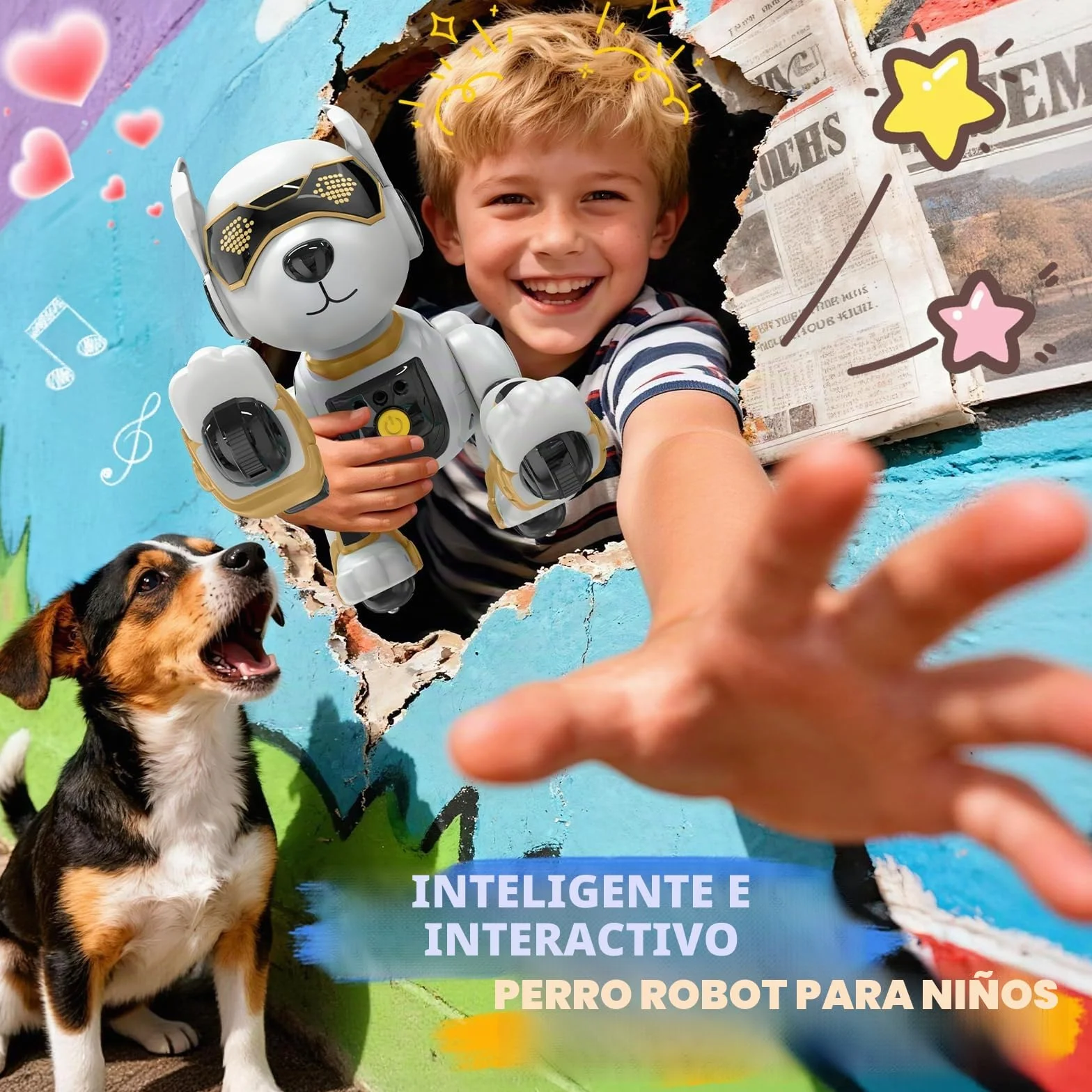 Perro Robot Inteligente Teledirigido con Control Gestual y por Voz, Juguete Interactivo para Canto, Baile, Yoga, Acrobacias - Regalos Ideales para Niños