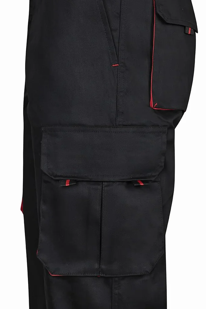 VELILLA 103004 Pantalón Bicolor Multibolsillos Negro Rojo Talla 44